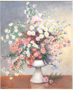 British School Floral Still Life Oil On Board Alix Jennings (1884–1980)