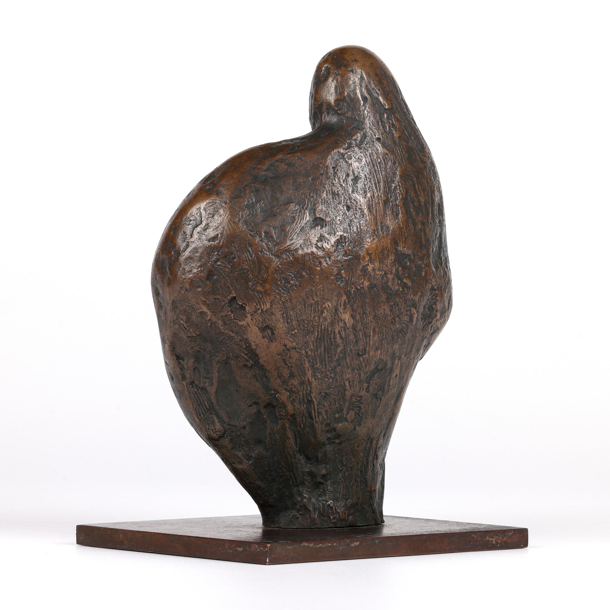 British School Mid-Century Bronze Mother & Child Sculpture Signed ASW 4