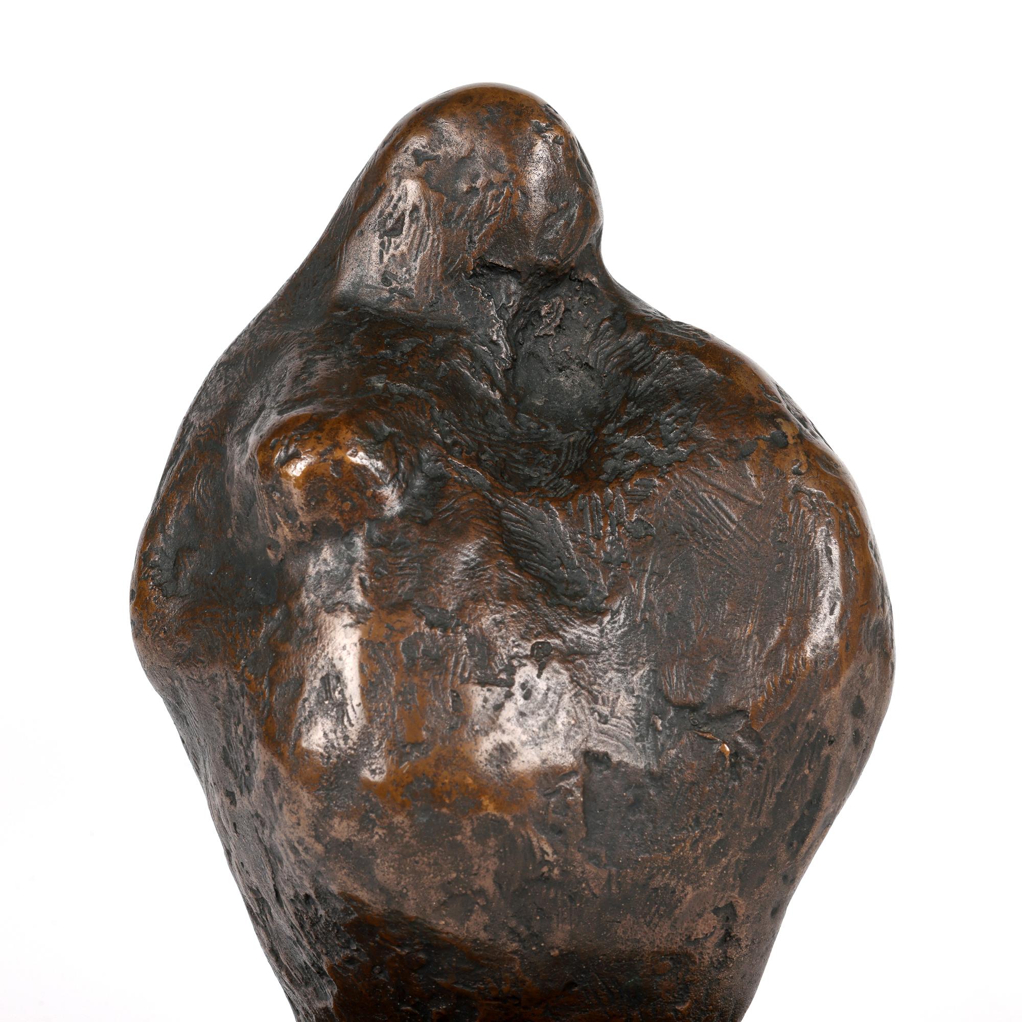 British School Mid-Century Bronze Mother & Child Sculpture Signed ASW 7