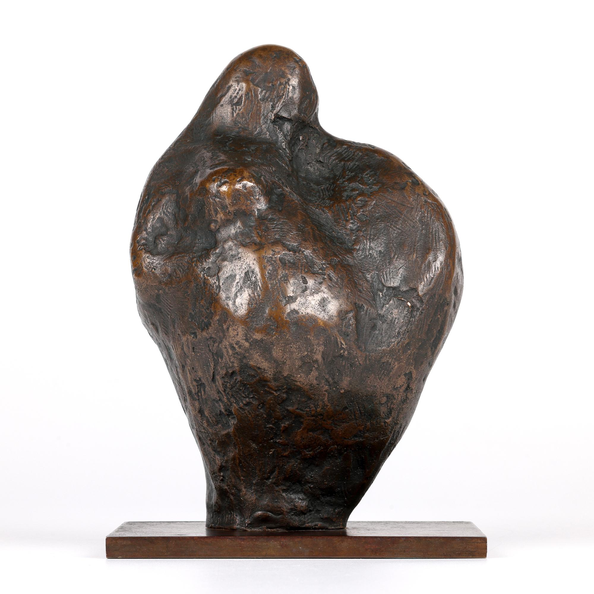 British School Mid-Century Bronze Mother & Child Sculpture Signed ASW 12