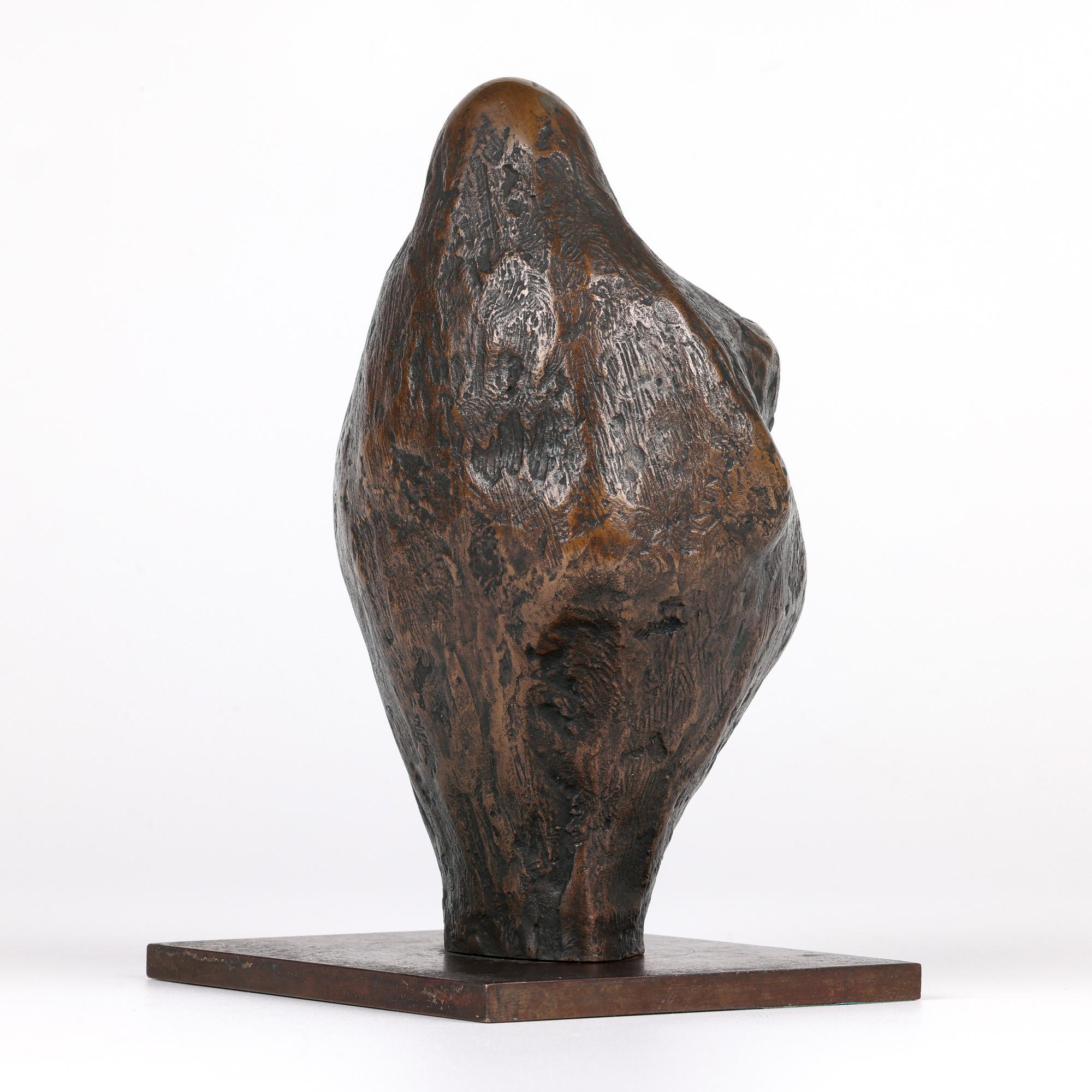 British School Mid-Century Bronze Mother & Child Sculpture Signed ASW 1