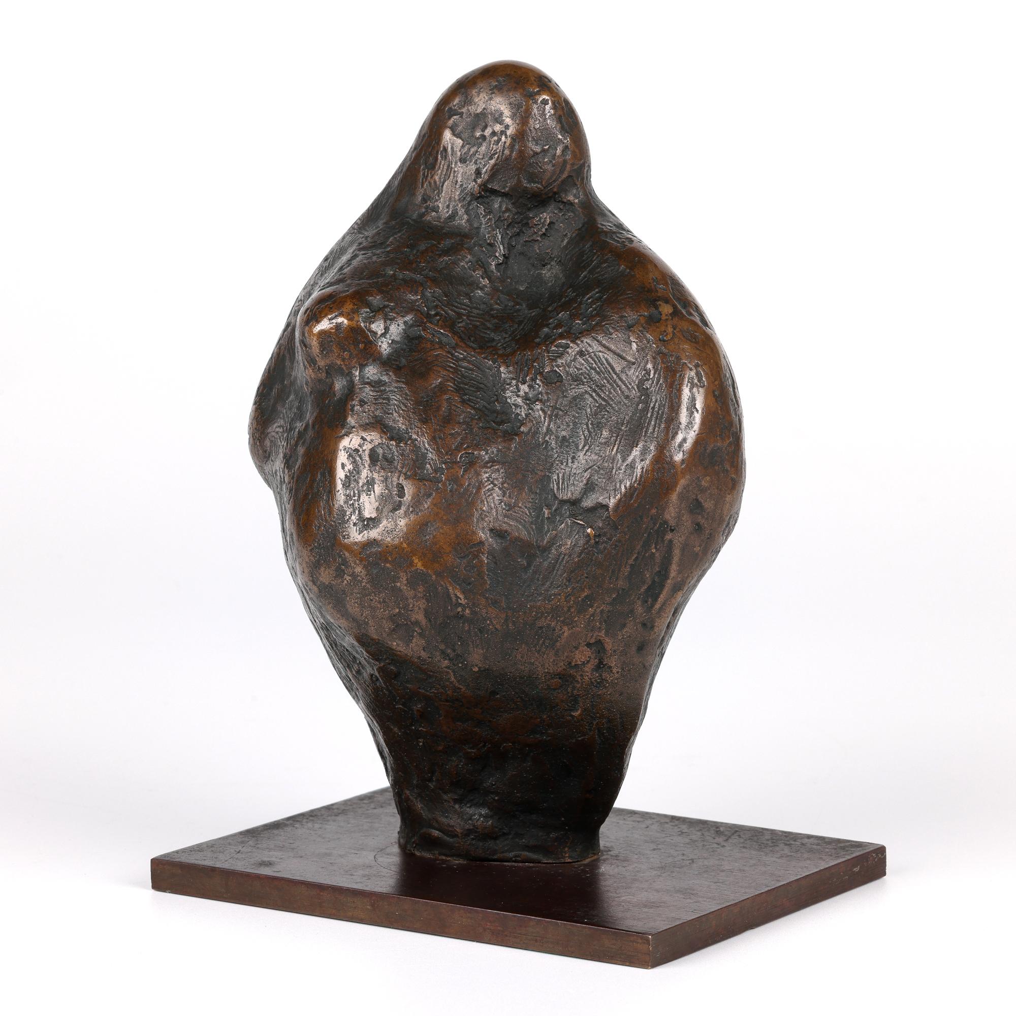 British School Mid-Century Bronze Mother & Child Sculpture Signed ASW 3
