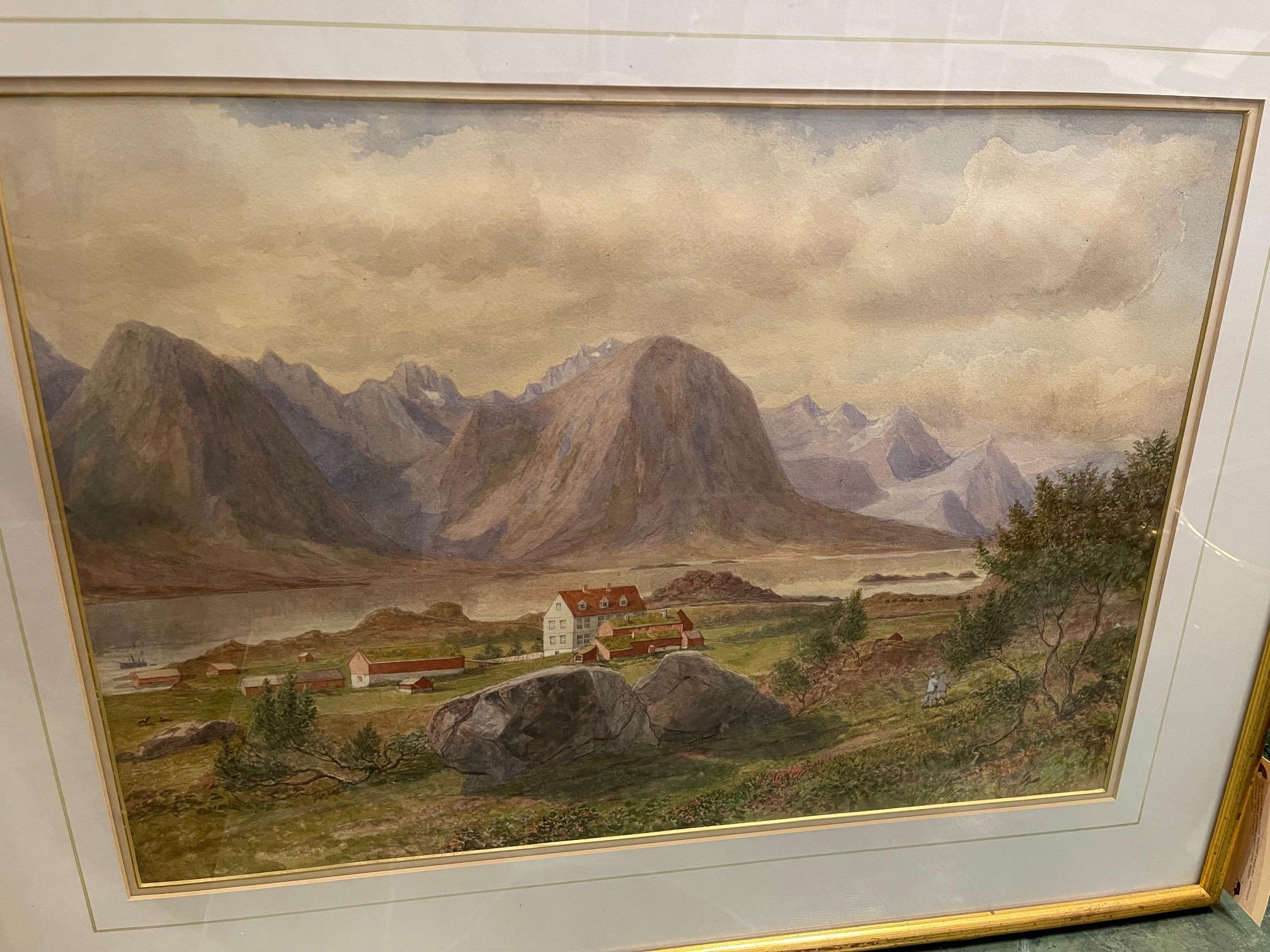 Aquarelle de l'école britannique « Paysage de montagne », encadrée, non signée, 19ème siècle  en vente 4