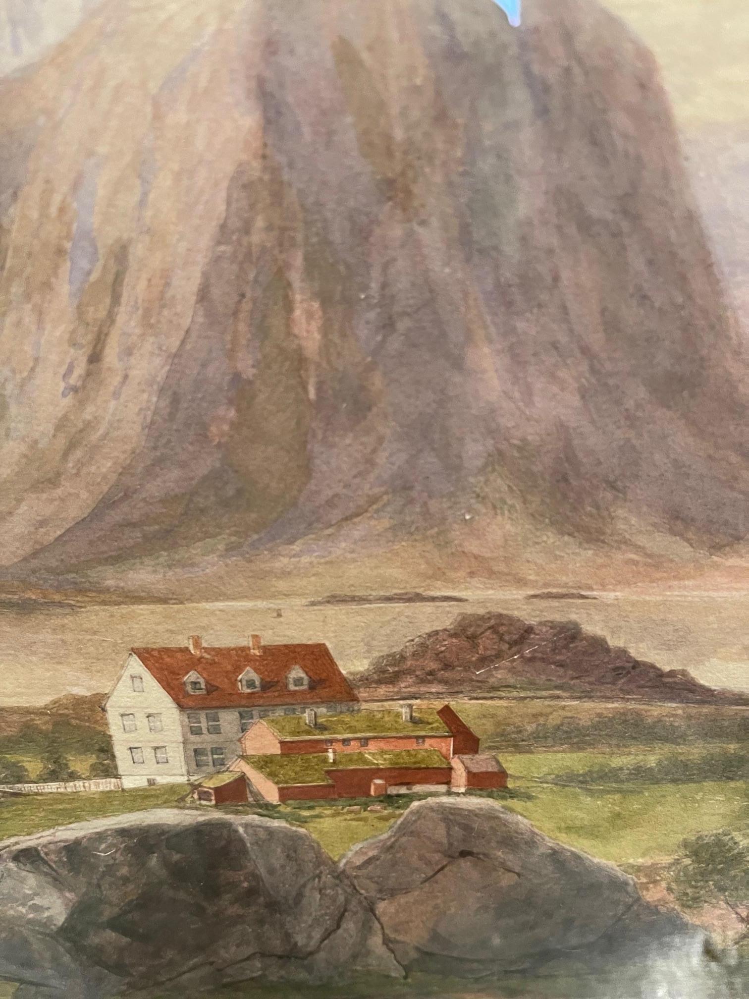 Aquarelle de l'école britannique « Paysage de montagne », encadrée, non signée, 19ème siècle  en vente 6