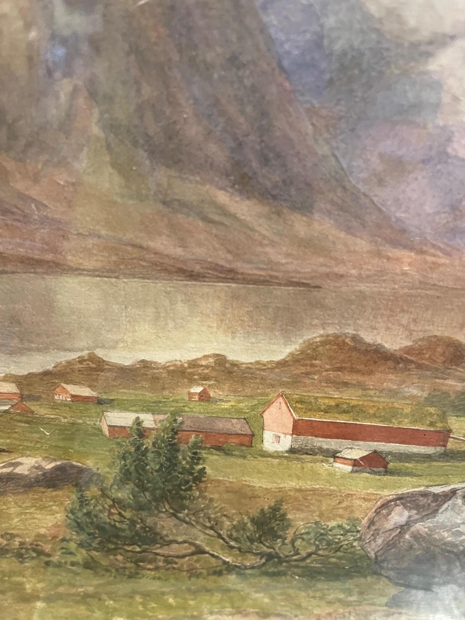 Aquarelle de l'école britannique « Paysage de montagne », encadrée, non signée, 19ème siècle  en vente 7