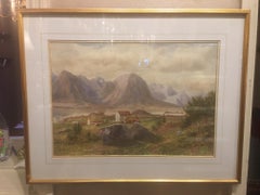 British School "Mountain Landscape", Watercolor, Framed, Unsigned, 19th Century