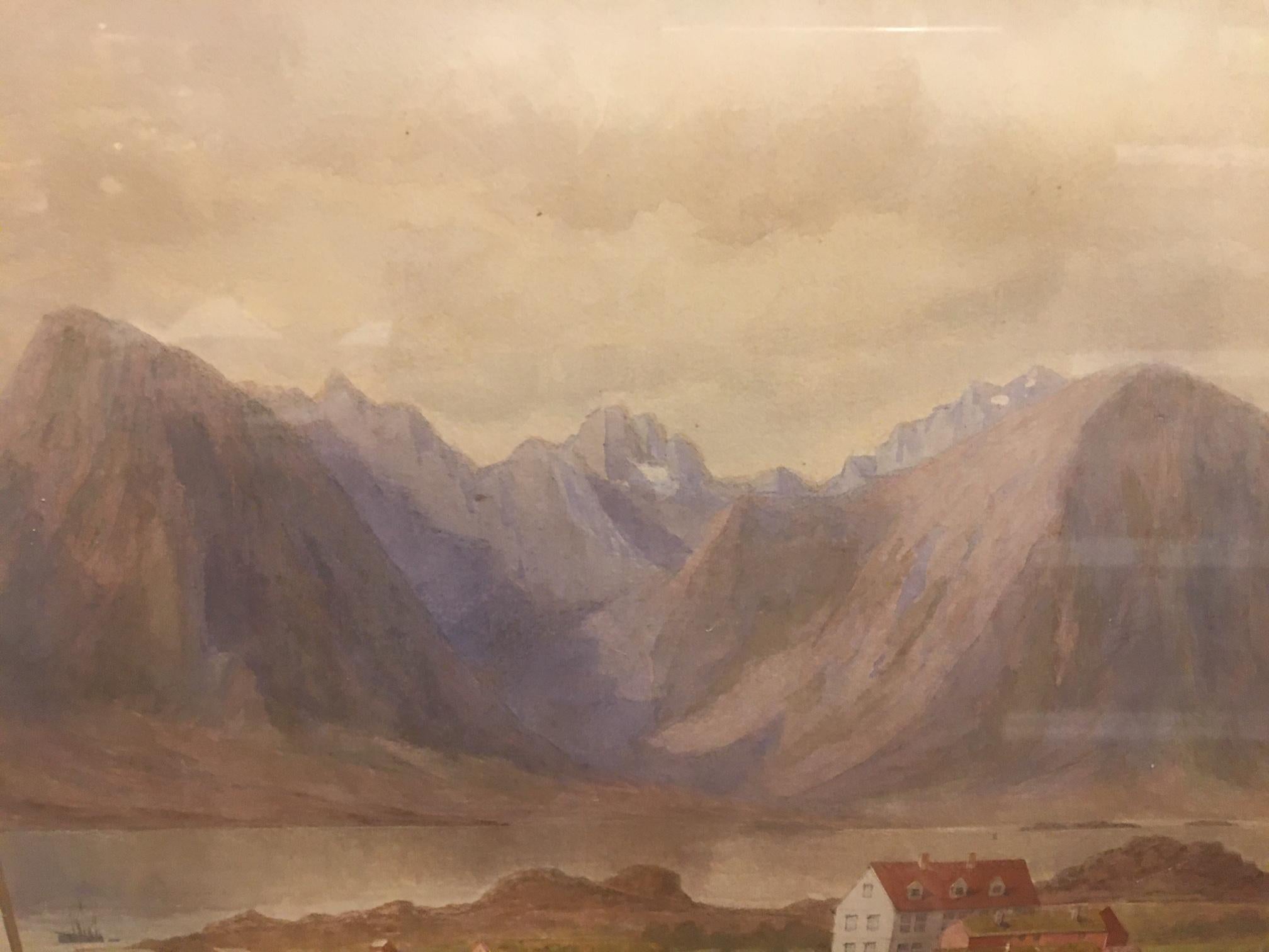 XIXe siècle Aquarelle de l'école britannique « Paysage de montagne », encadrée, non signée, 19ème siècle  en vente