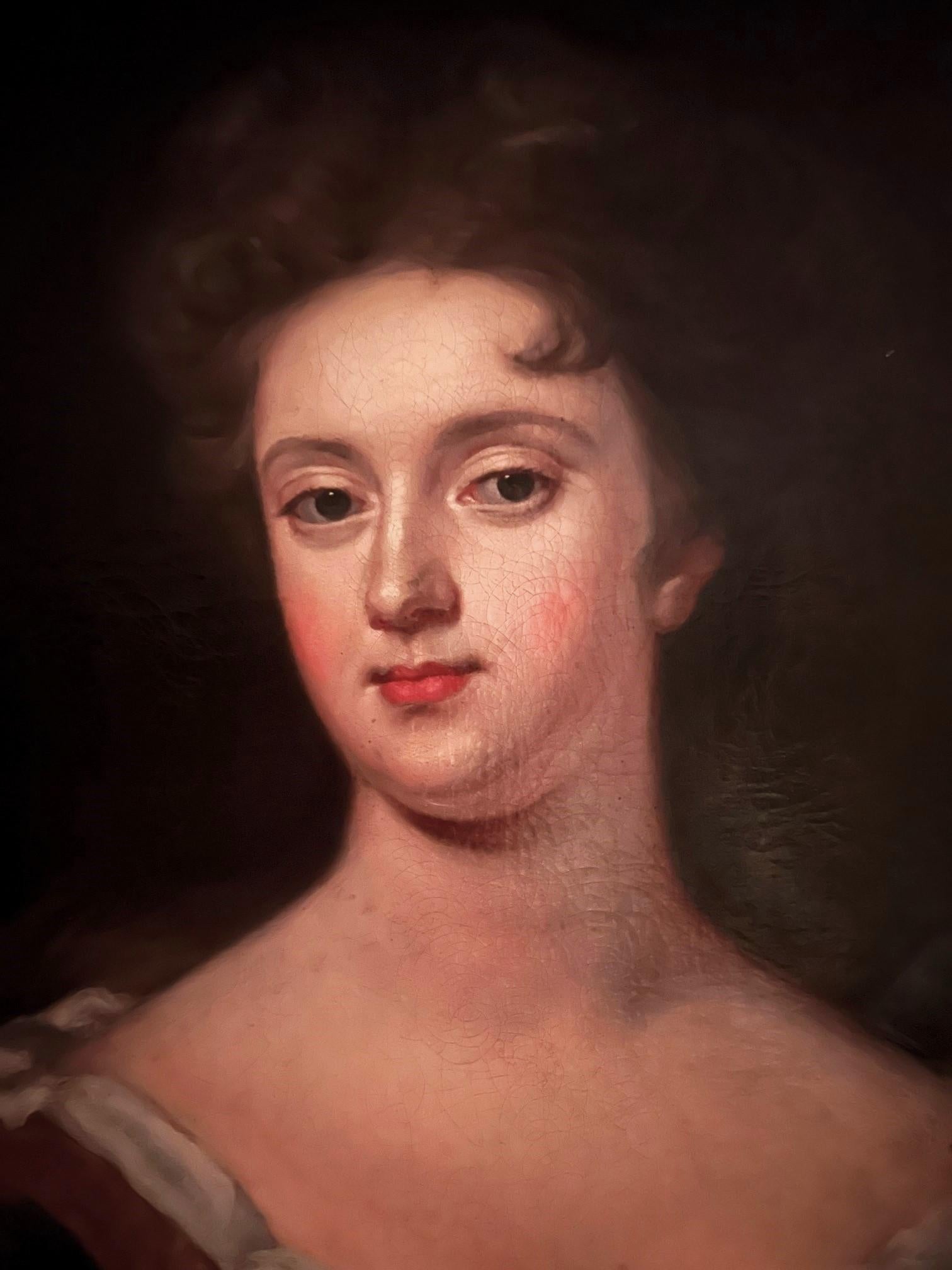 Anglais École britannique, huile sur toile grand portrait d'une femme, milieu du 18e siècle en vente