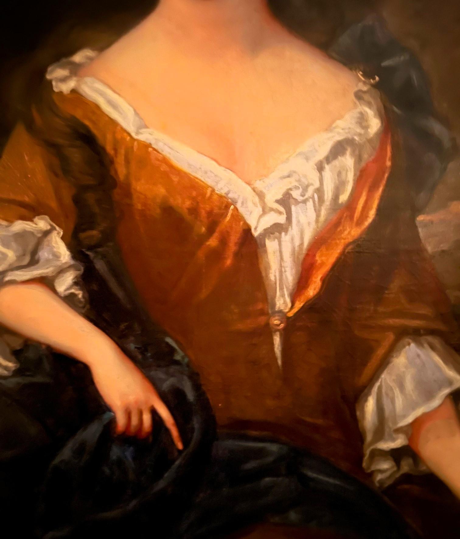 Carved British School, Oil on Canvas Large Portrait of a Lady, Mid 18th Century For Sale