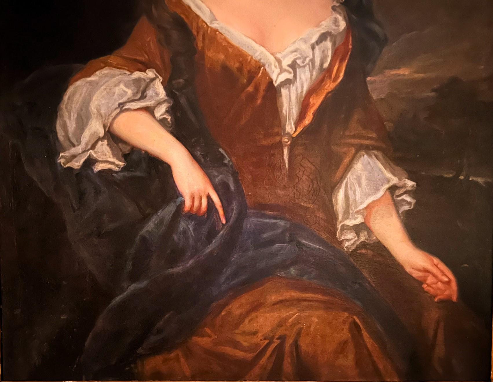 École britannique, huile sur toile grand portrait d'une femme, milieu du 18e siècle Bon état - En vente à Alexandria, VA