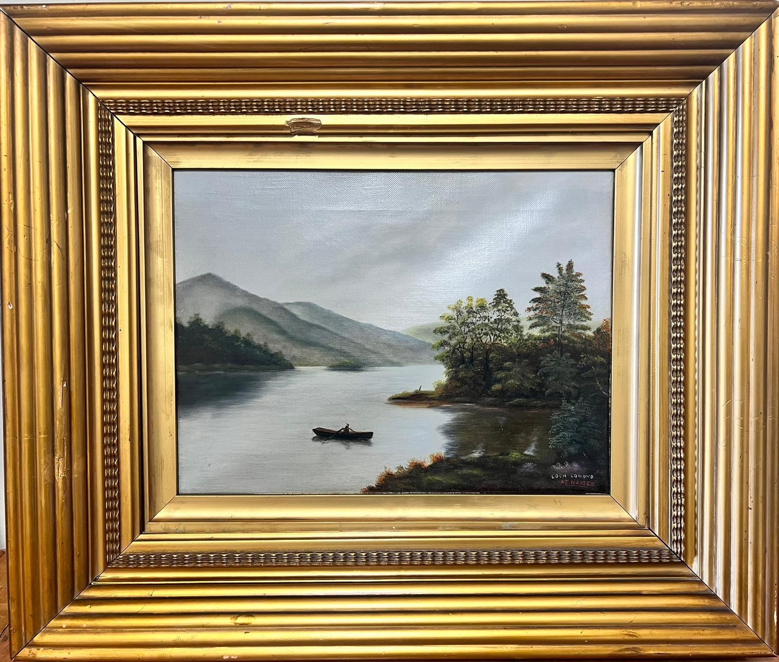 Loch Lomond
oil on canvas, framed
framed: 16 x 19 inches
canvas: 11 x 14 inches
provenance: private collection, England
condition: very good and sound condition - damage/ chip in frame
