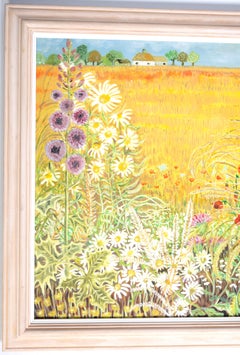 British School 'Suffolk Harvest' Wildflower Cornfield Landscape 82 X 82cm