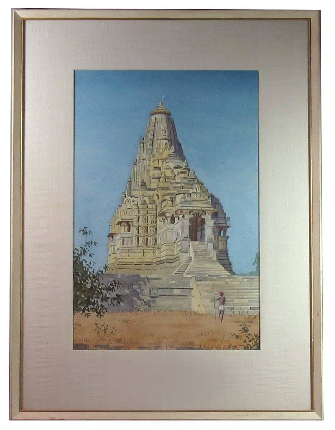 Anglo-Indian British School W/C Kandariya Mahadeva Temple at Khajuraho India For Sale