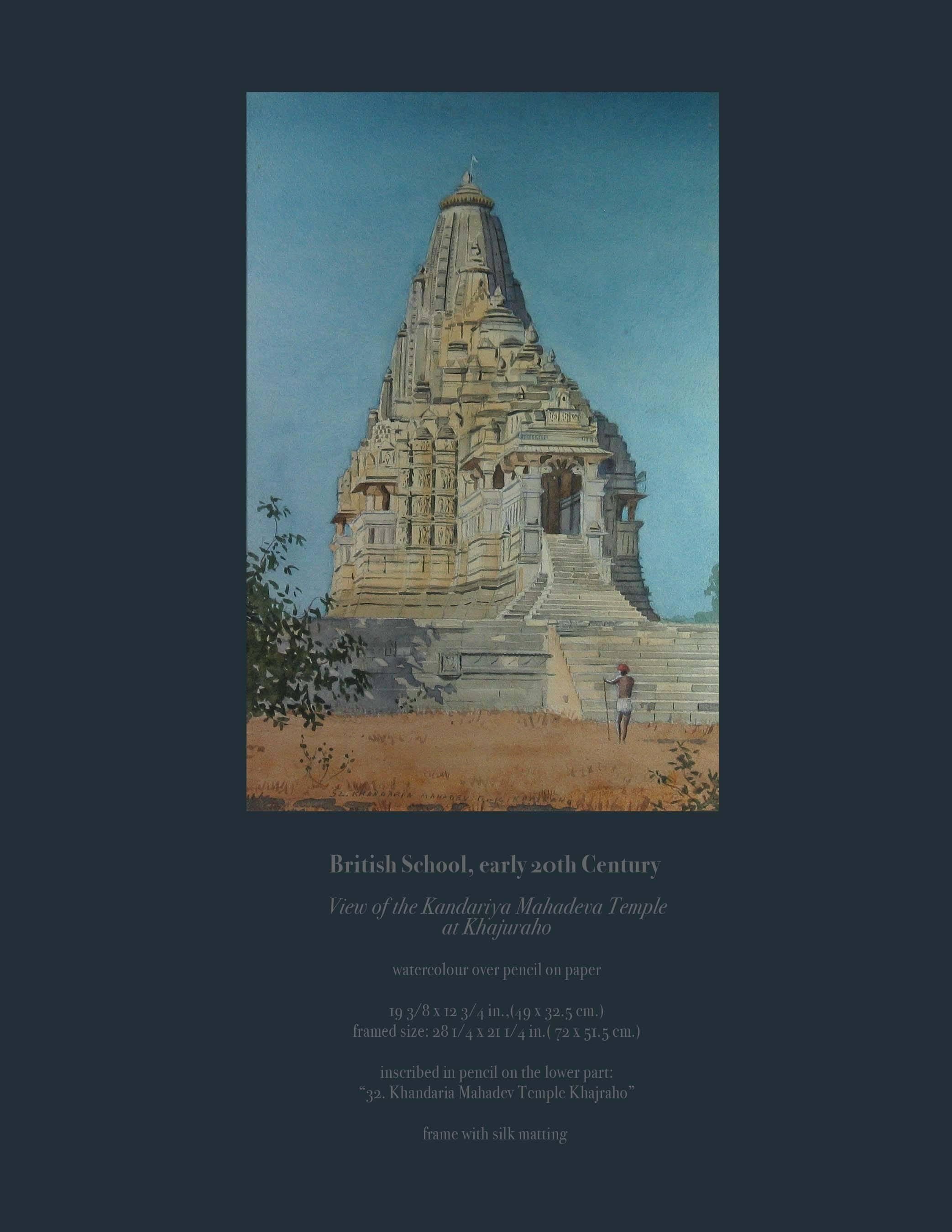 Papier École britannique W/C Kandariya Mahadeva Temple à Khajuraho, Inde en vente