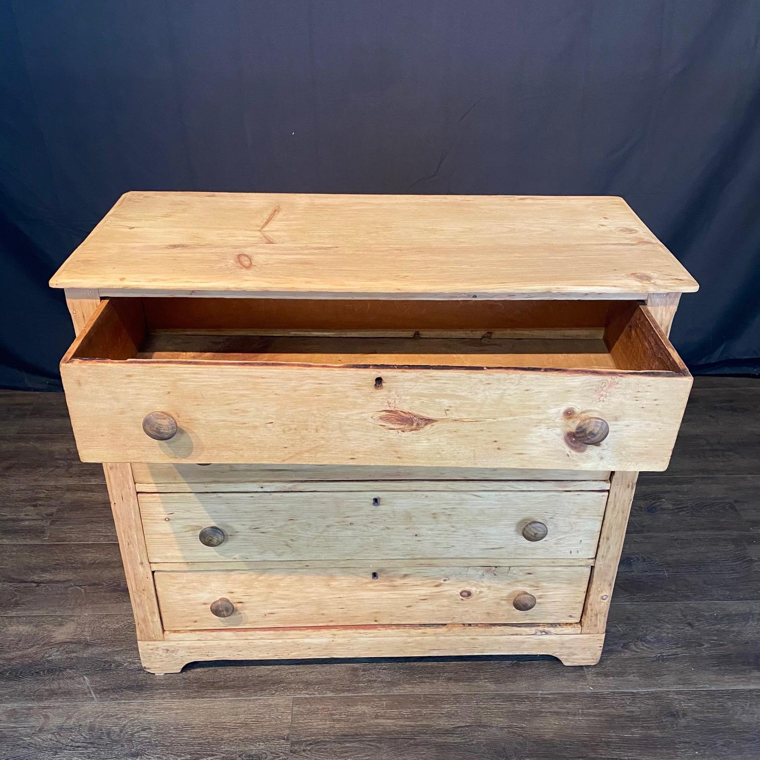 British Scrubbed Pine Chest of Drawers Dresser or Commode For Sale 1