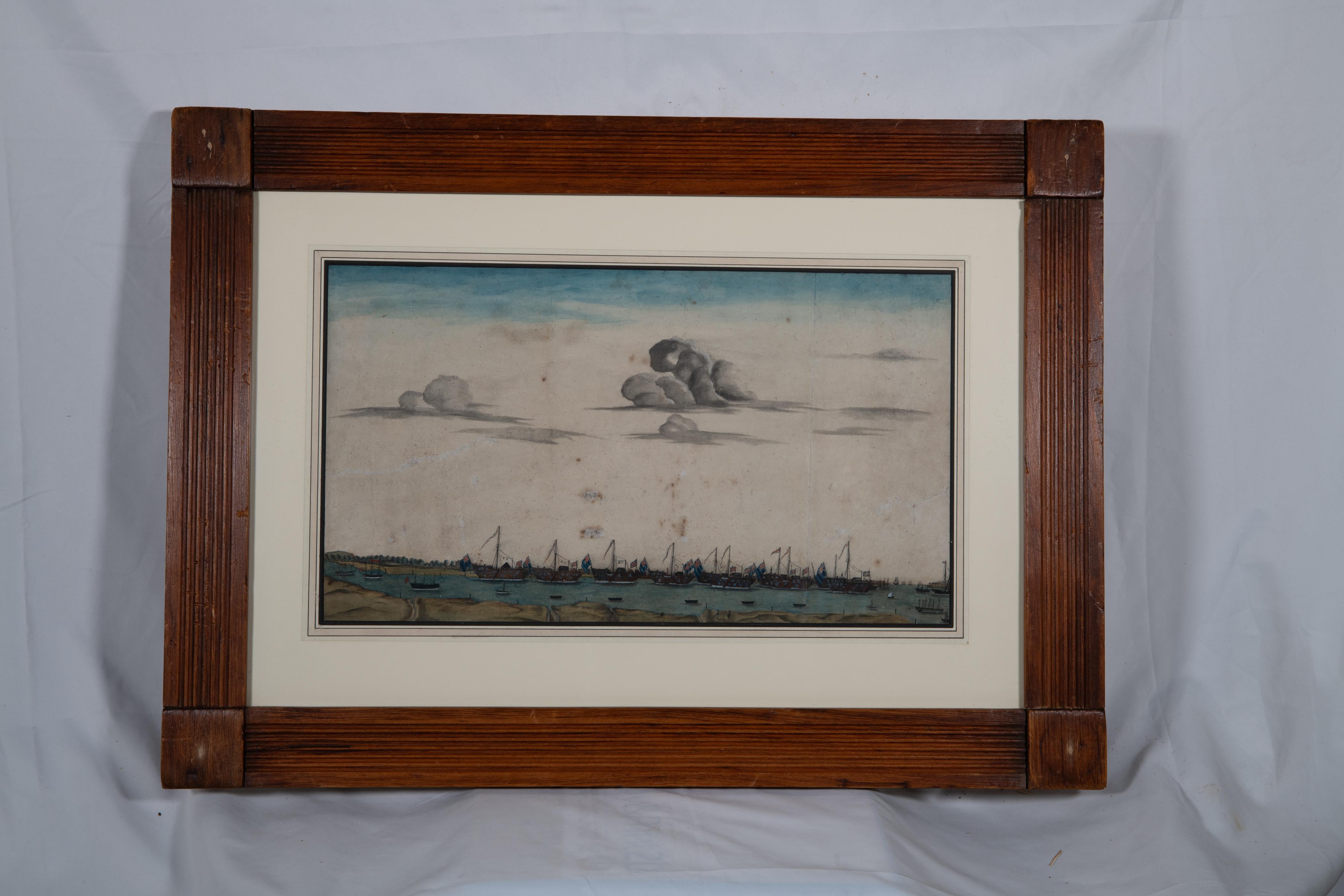 English British Ships in Harbor For Sale