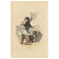 British Smuggler, Coastal Scene, Hand-Coloured Lithograph, c.1845