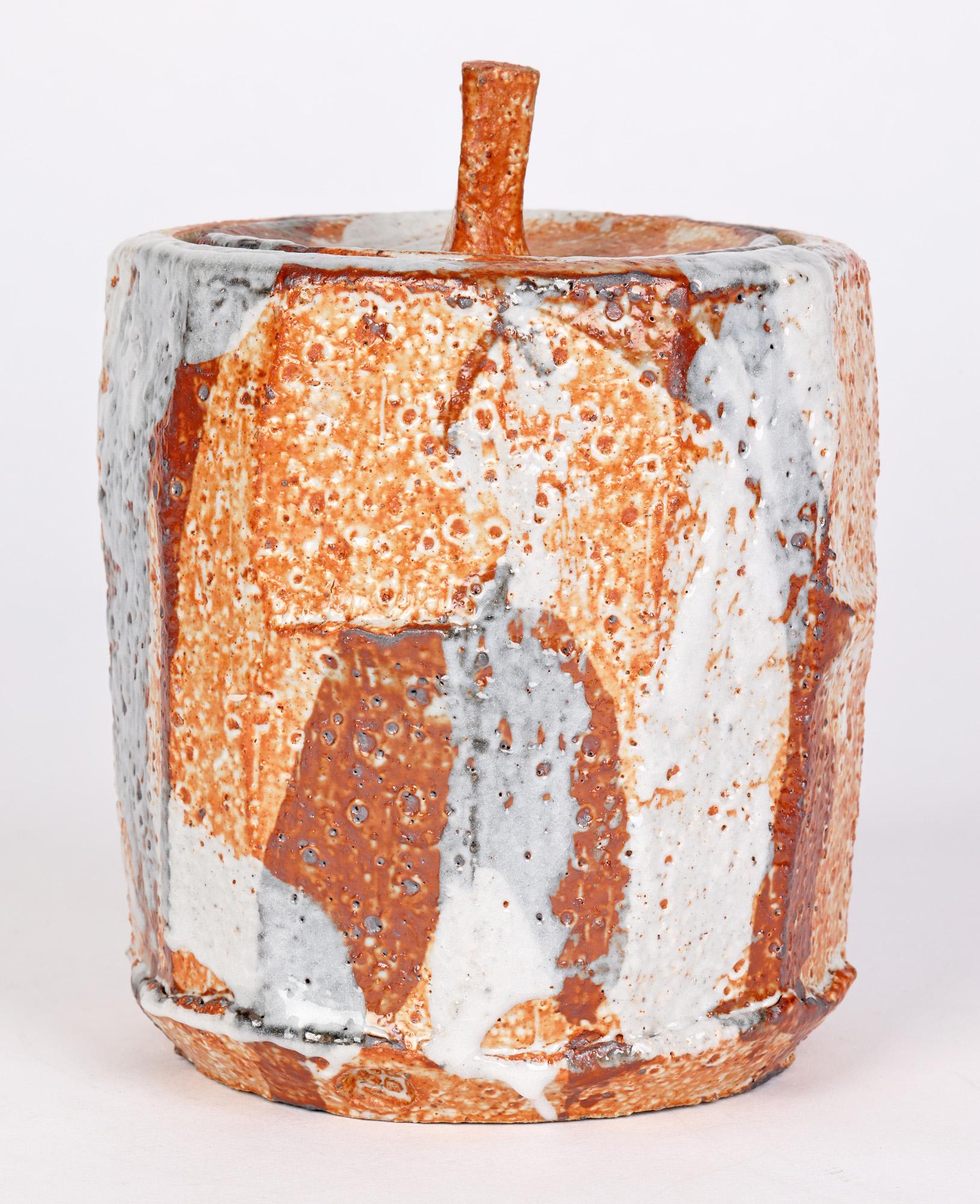 British Soda Glazed Multi Sided Studio Pottery Lidded Vessel For Sale 2