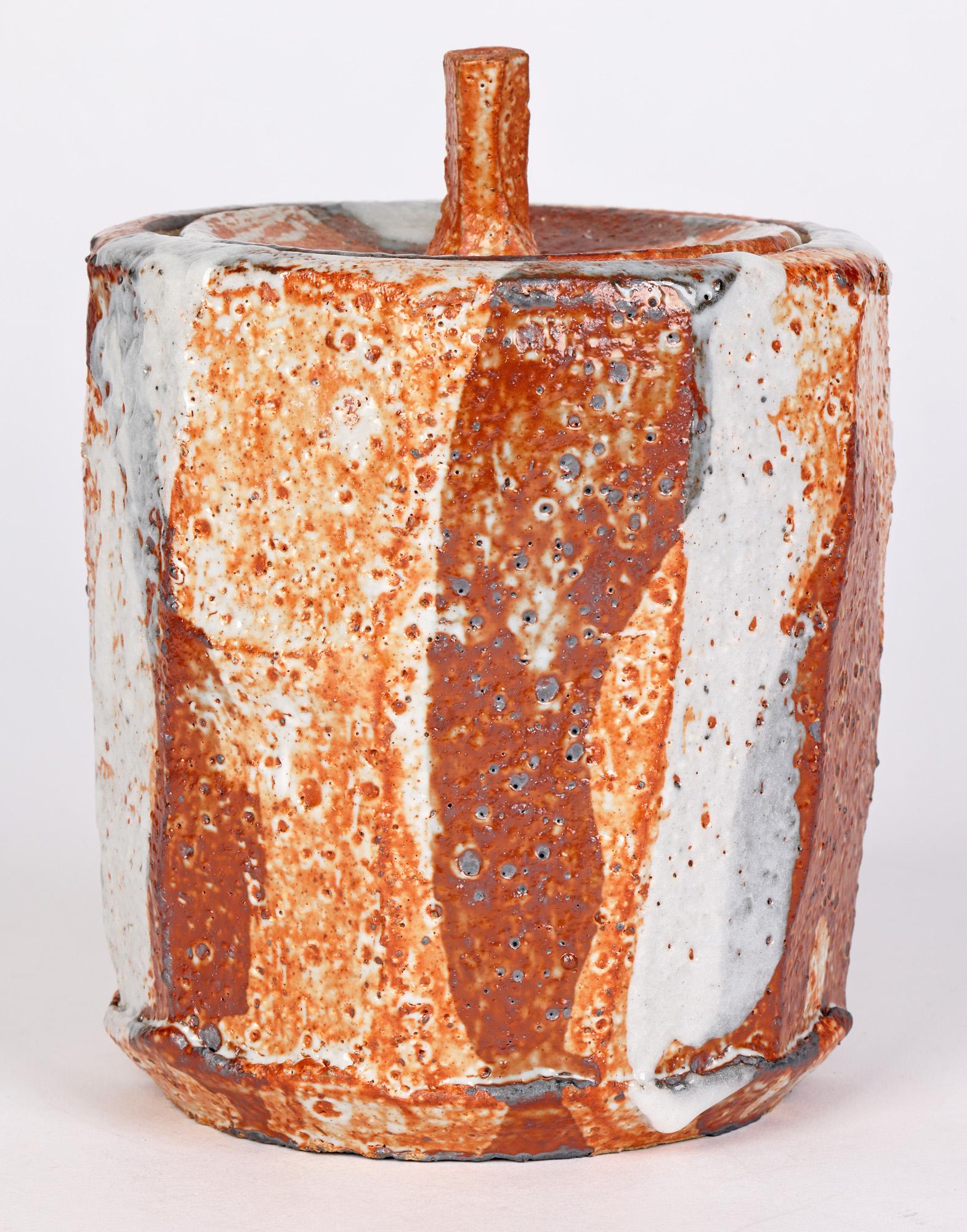 British Soda Glazed Multi Sided Studio Pottery Lidded Vessel For Sale 5