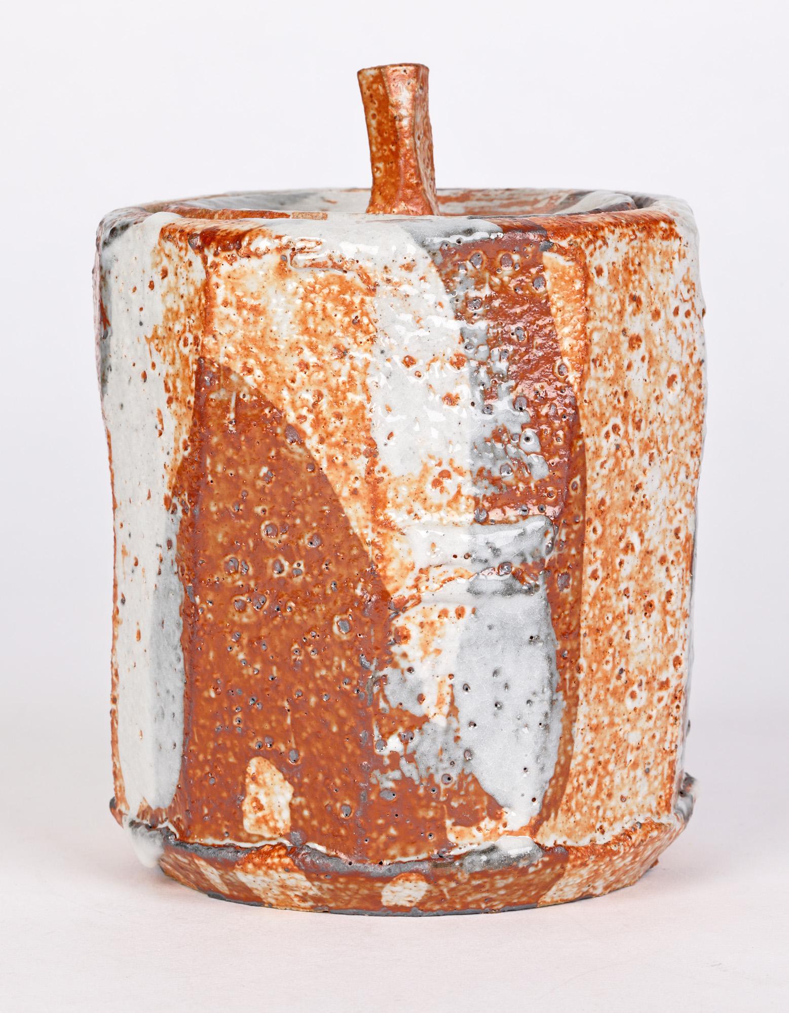 British Soda Glazed Multi Sided Studio Pottery Lidded Vessel For Sale 7
