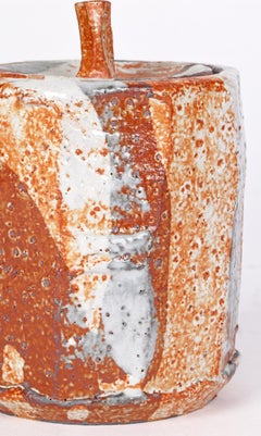 British Soda Glazed Multi Sided Studio Pottery Lidded Vessel