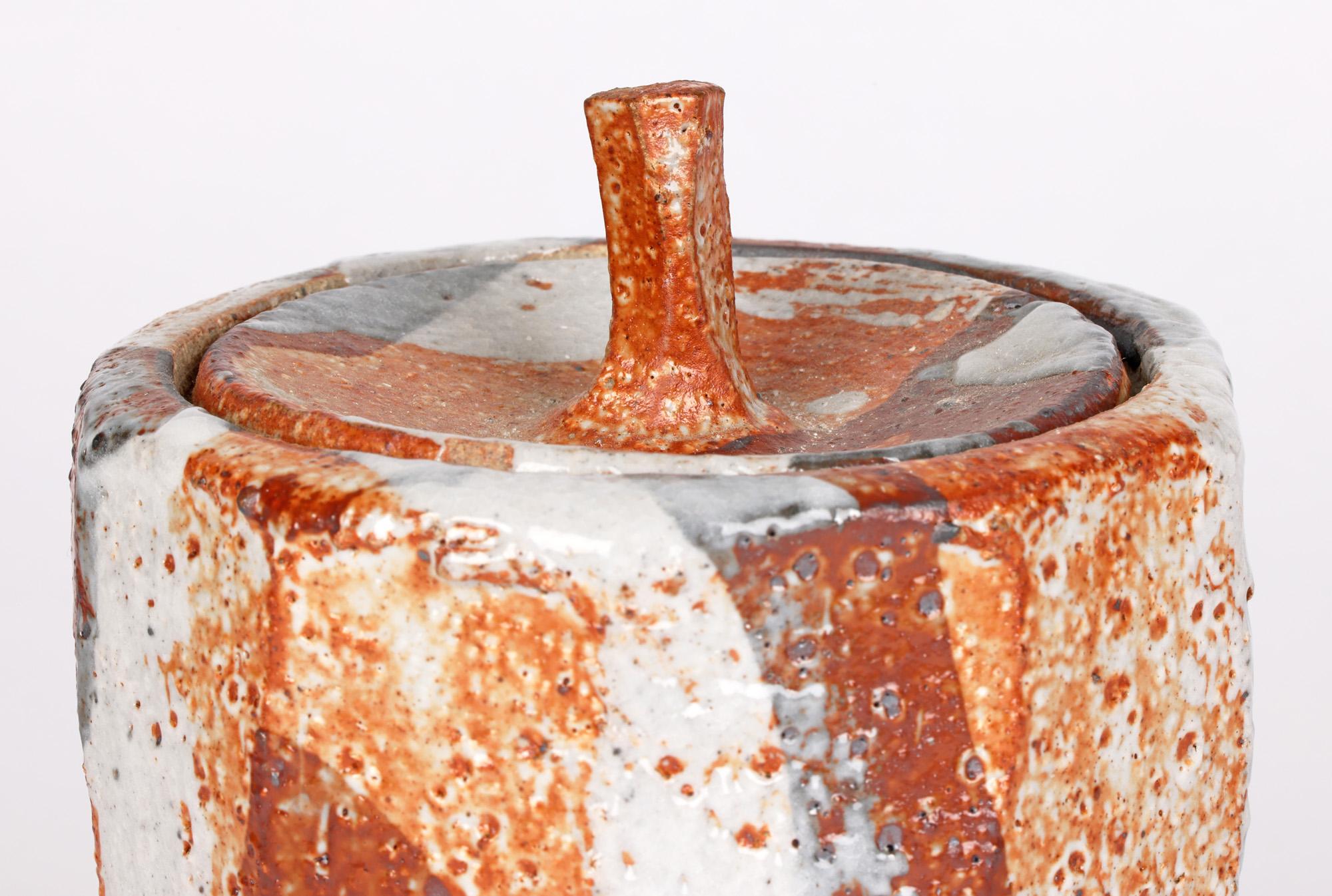 Modern British Soda Glazed Multi Sided Studio Pottery Lidded Vessel For Sale