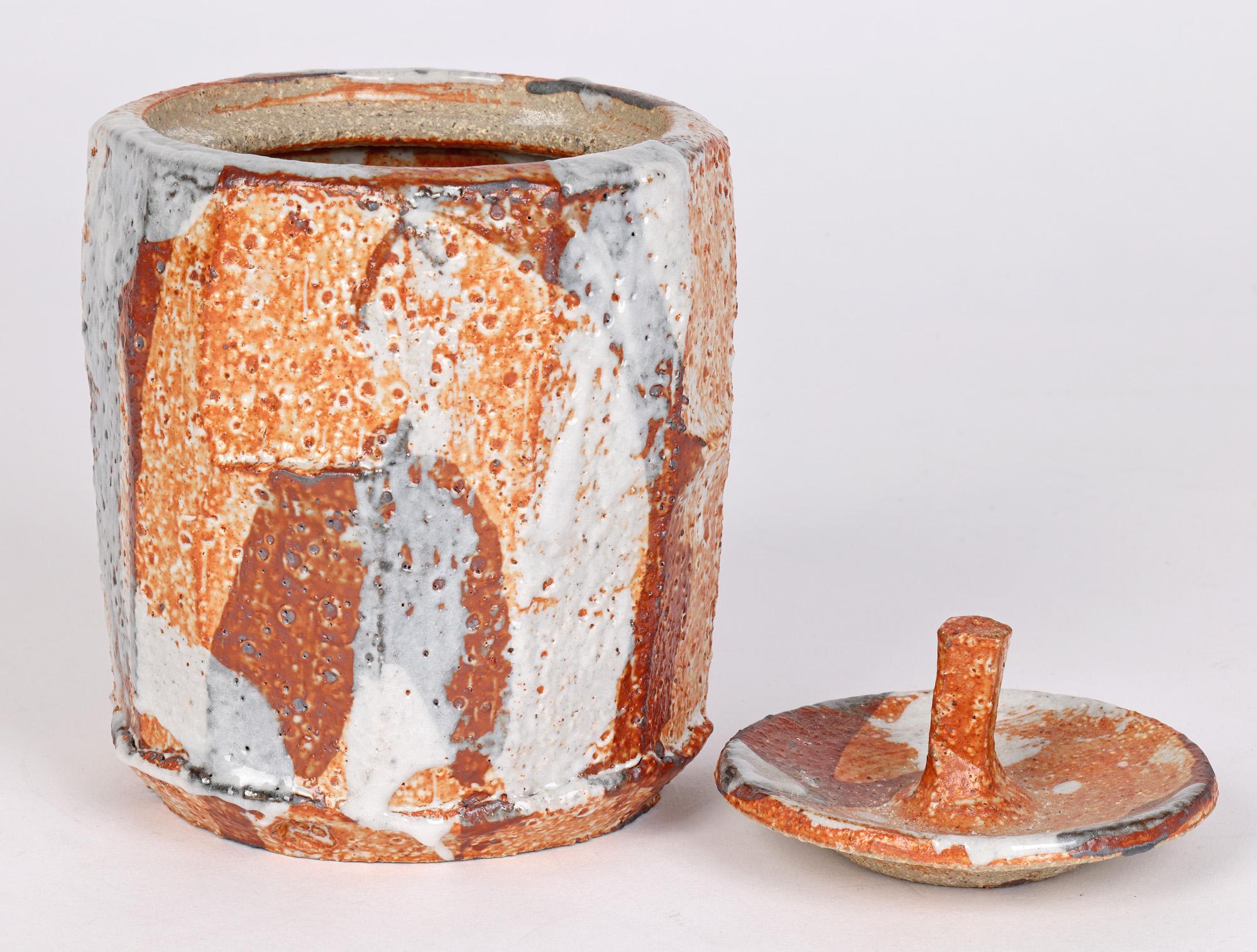 20th Century British Soda Glazed Multi Sided Studio Pottery Lidded Vessel For Sale