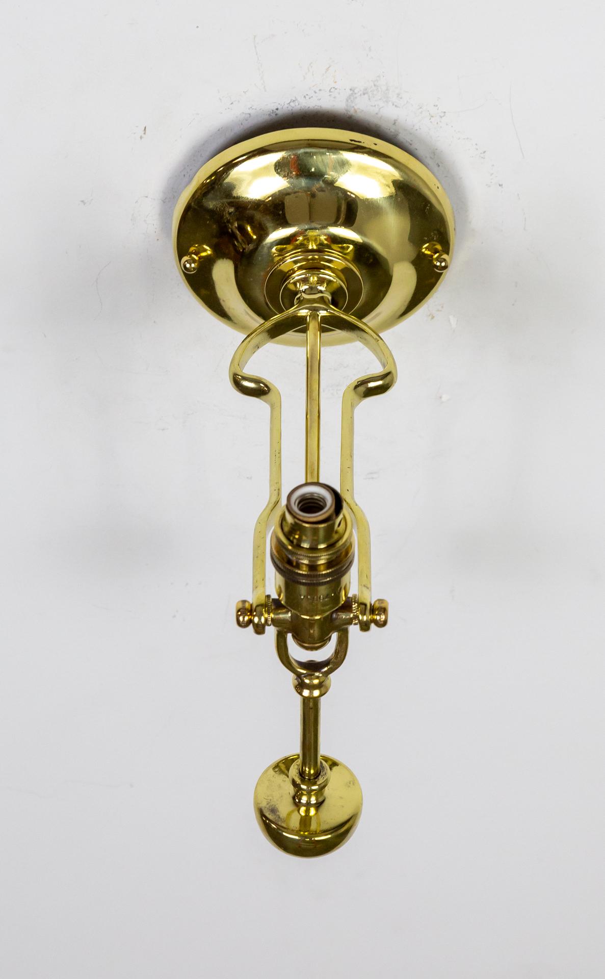 British Solid Brass Gimbal Ship Sconces w/ Silk Shades 'Pair' 3