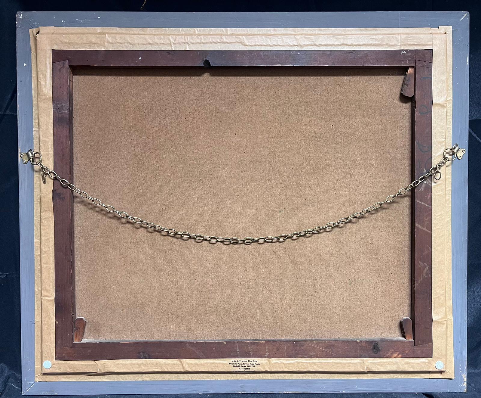 Grande peinture à l'huile britannique des années 1870, cheval en châtaignier dans une écurie 4