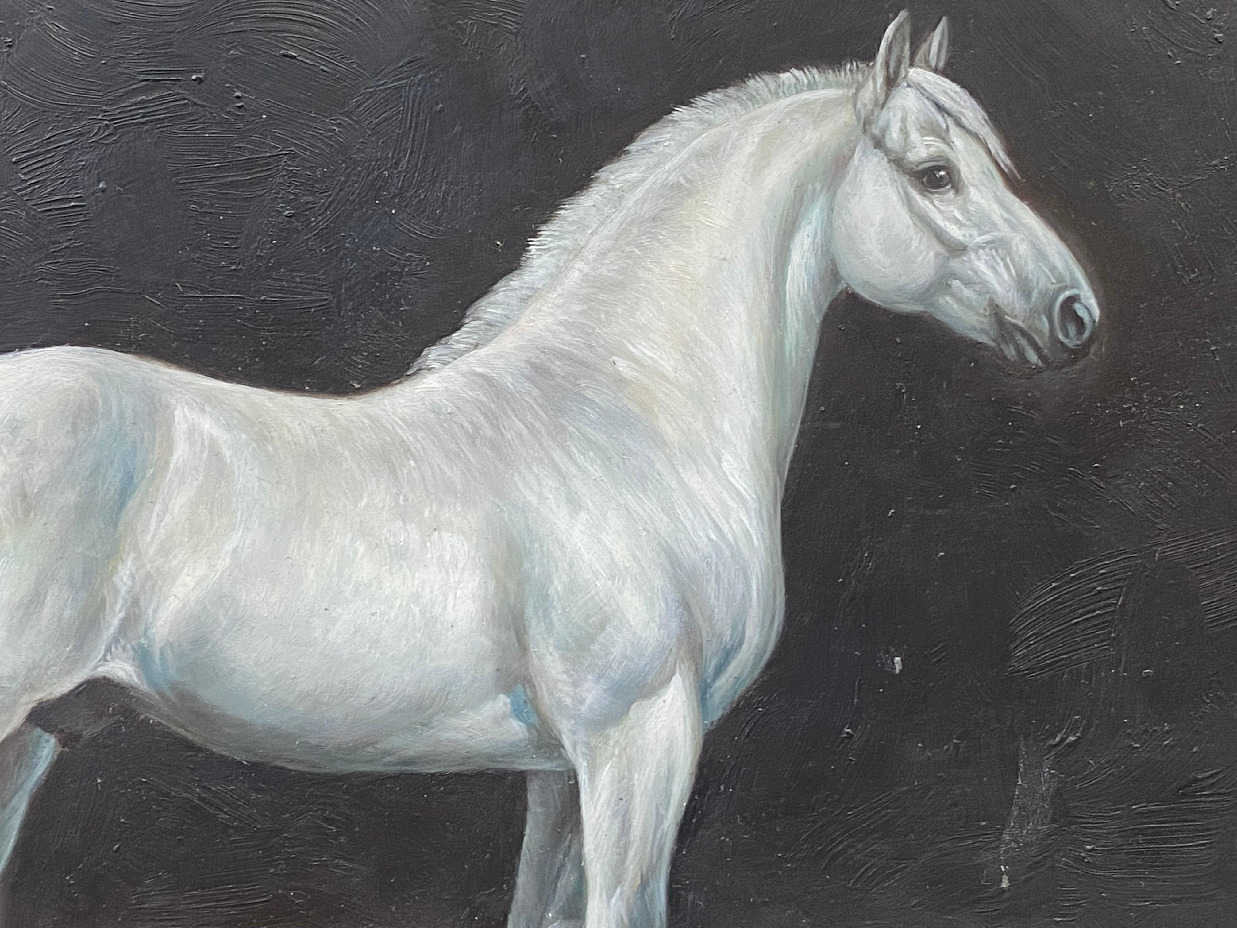 Raffinato ritratto equestre di cavallo britannico dipinto a olio - Cavallo in piedi - Painting di British Sporting Art