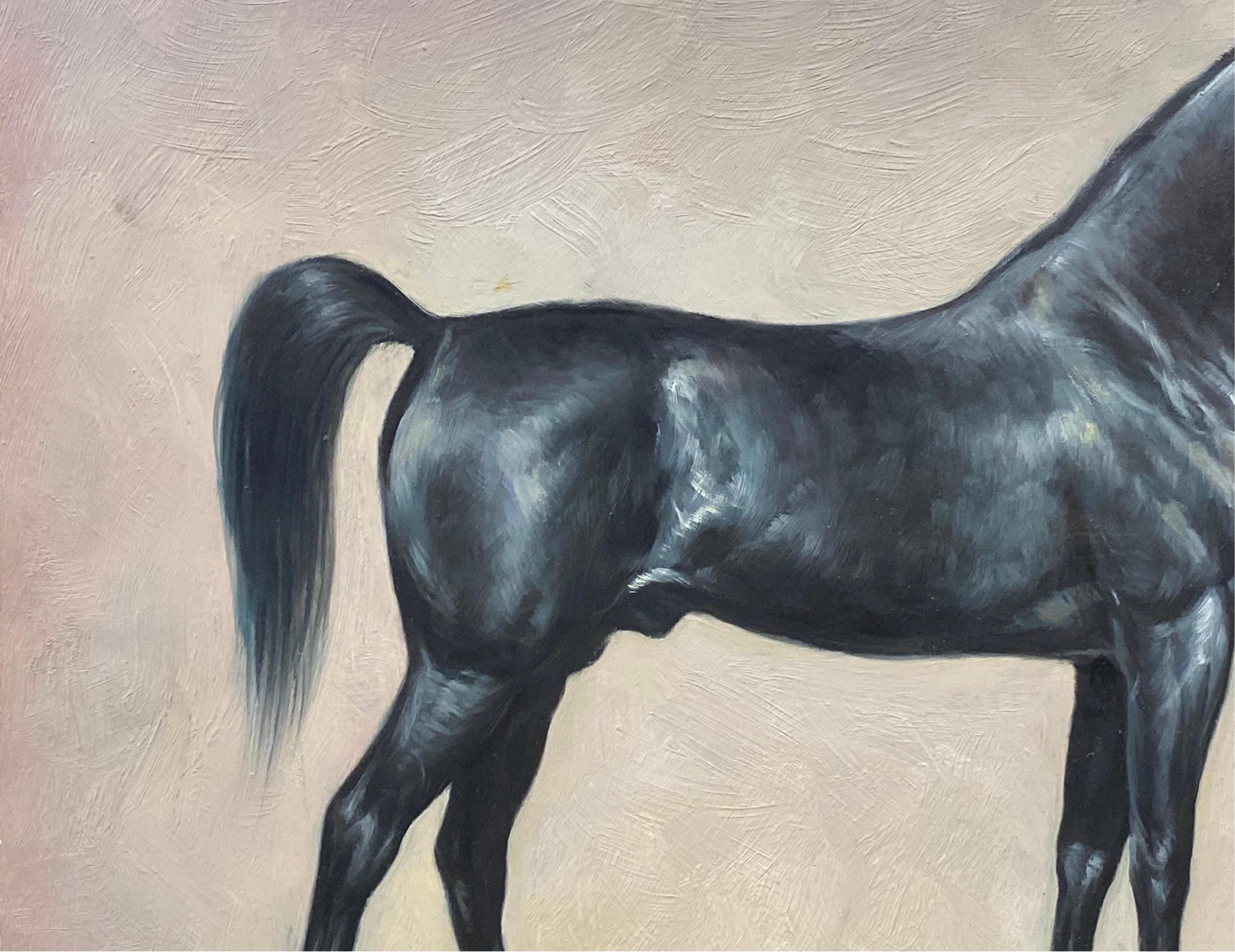 Fino Retrato Ecuestre de Caballo Pintura al Óleo Británica - Caballo de pie - Painting Victoriano de British Sporting Art