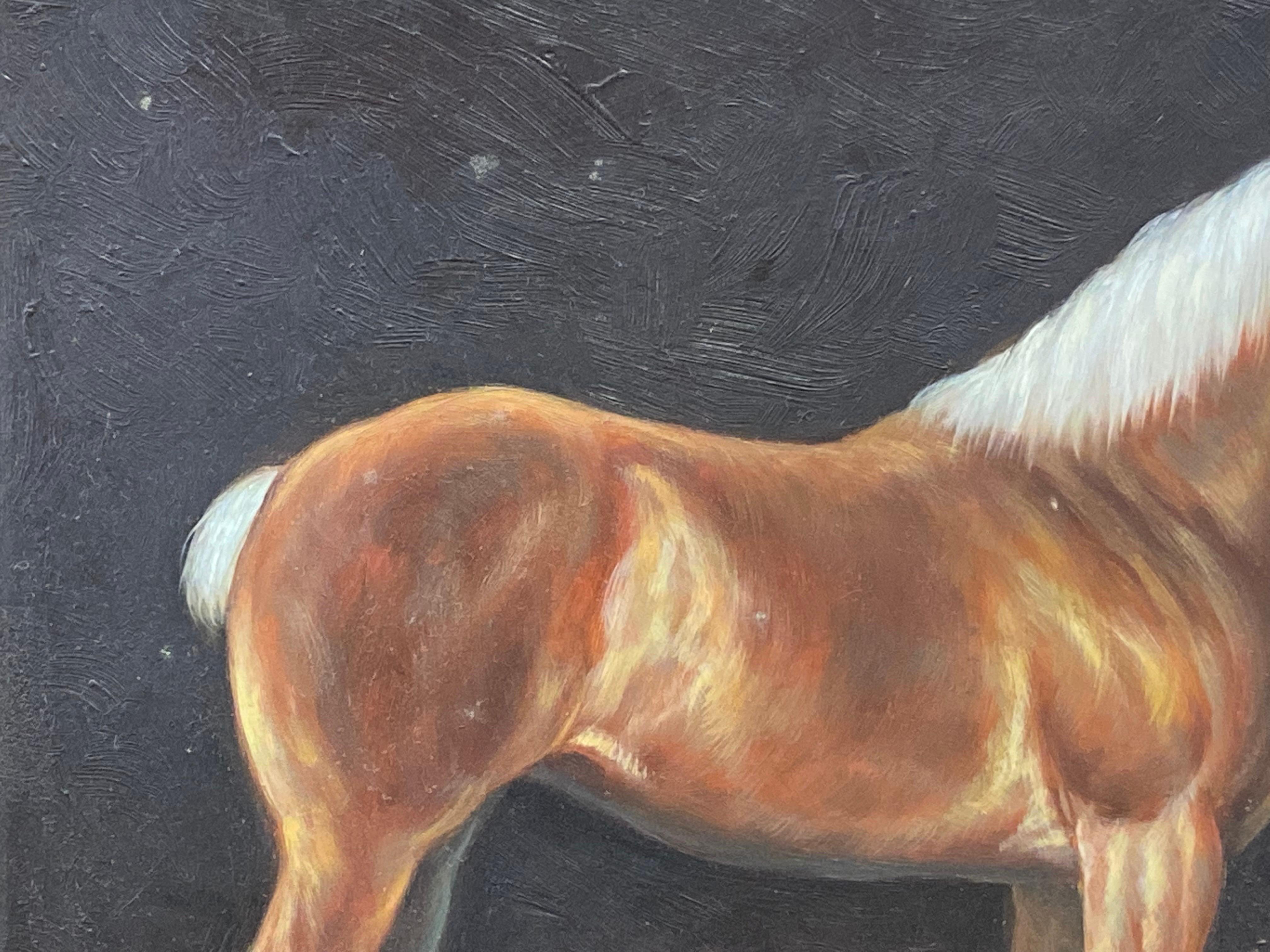 Peinture à l'huile britannique d'un portrait de cheval équestre - Cheval debout - Victorien Painting par British Sporting Art