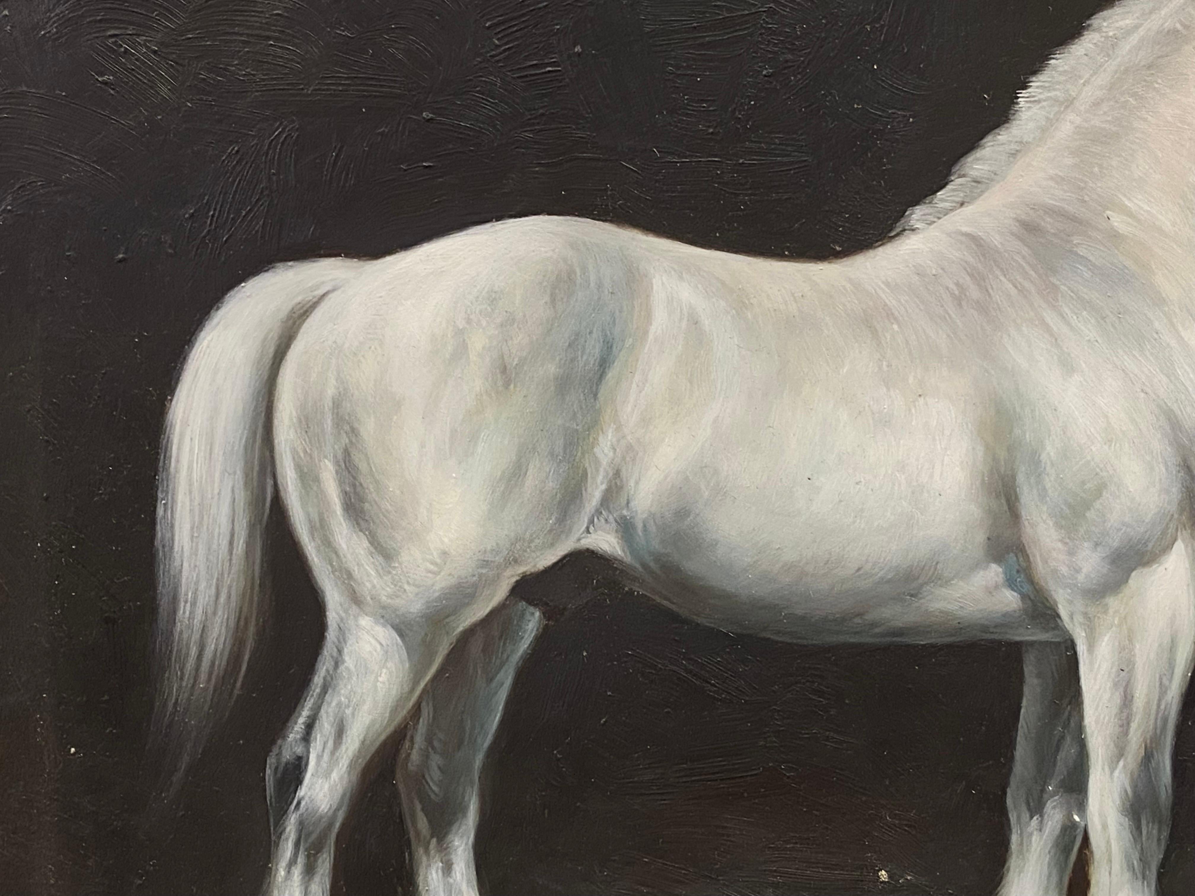 Raffinato ritratto equestre di cavallo britannico dipinto a olio - Cavallo in piedi - Painting Vittoriano di British Sporting Art