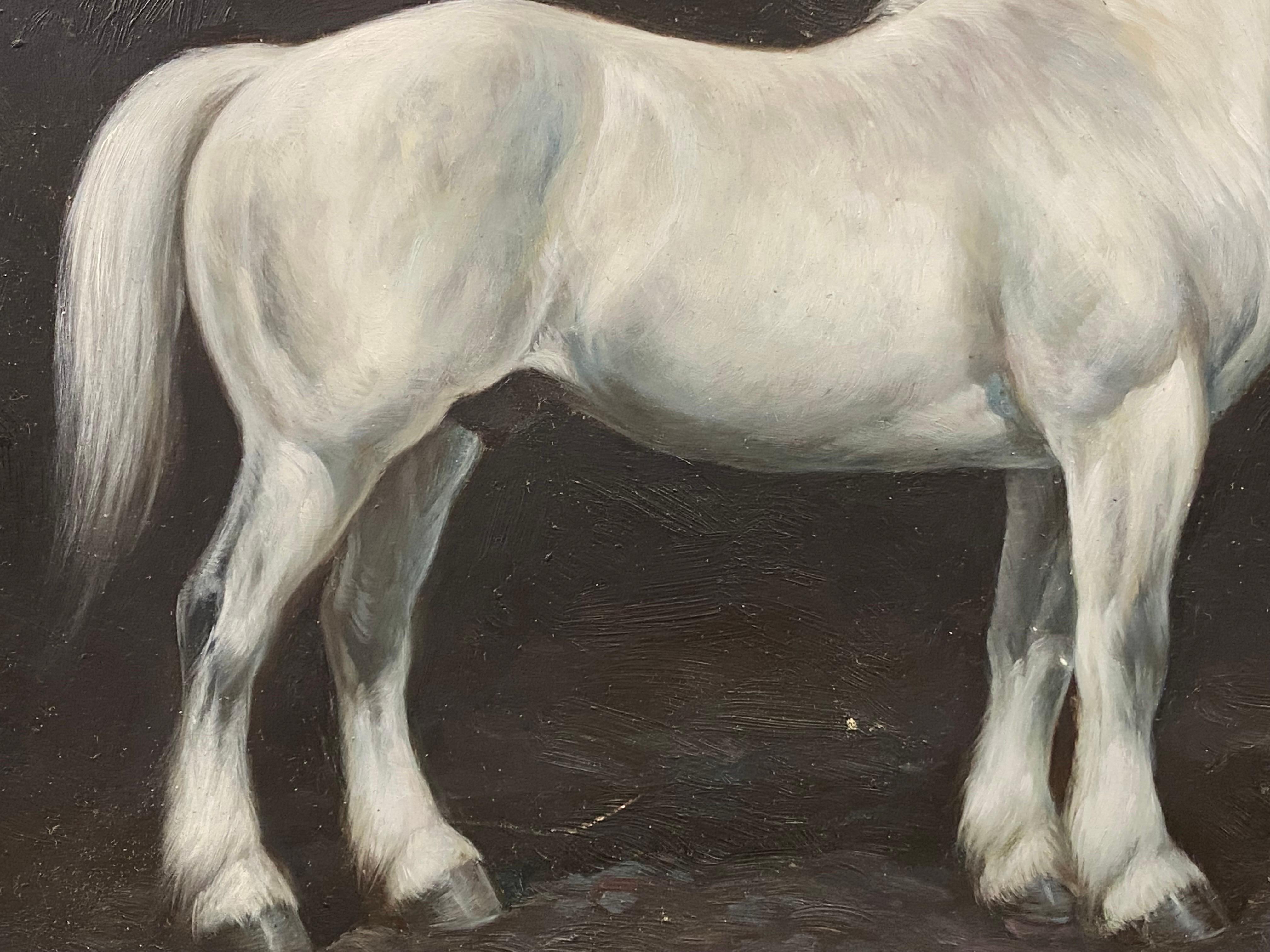 Raffinato ritratto equestre di cavallo britannico dipinto a olio - Cavallo in piedi - Landscape Painting Nero di British Sporting Art