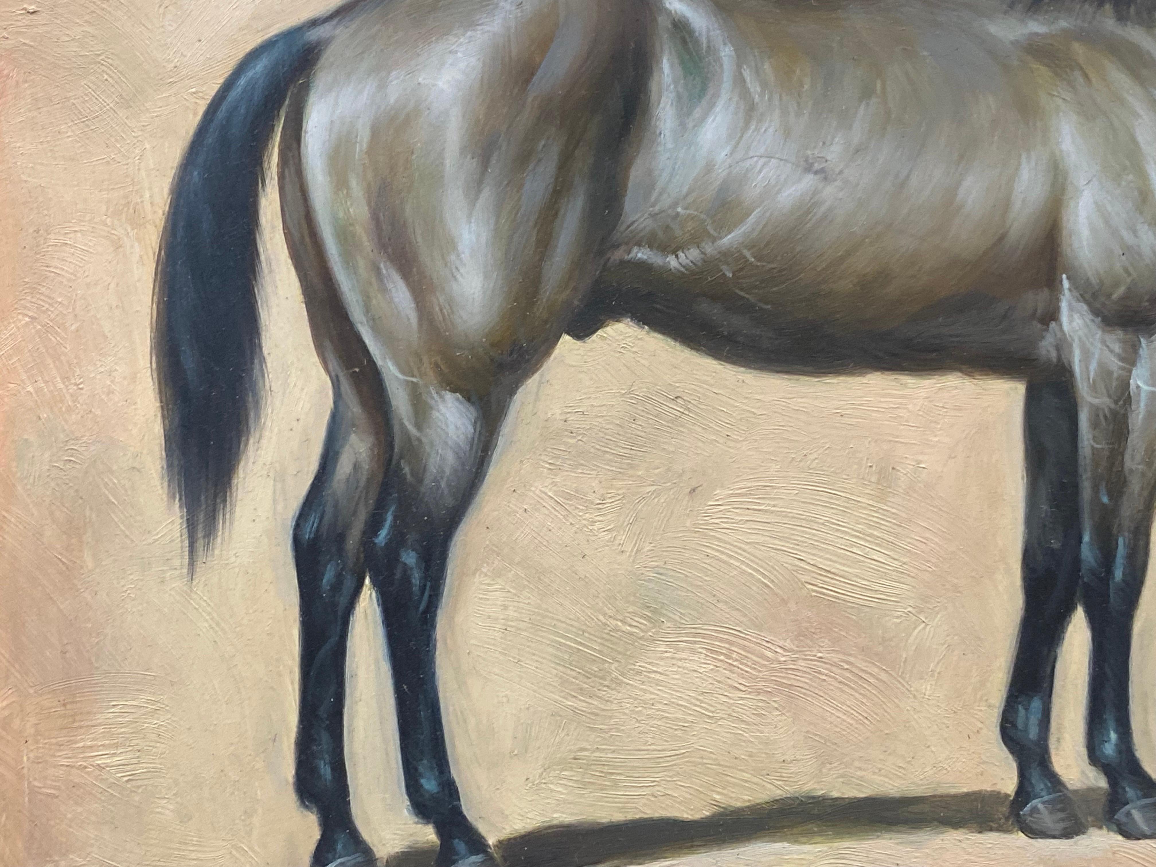 Portrait of a Horse
British School, 20th century
oil painting on panel, unframed
paintings size: 8 x 10 inches
condition: excellent
provenance: from a private collection here in England

A very fine equestrian portrait of this horse. Painted with