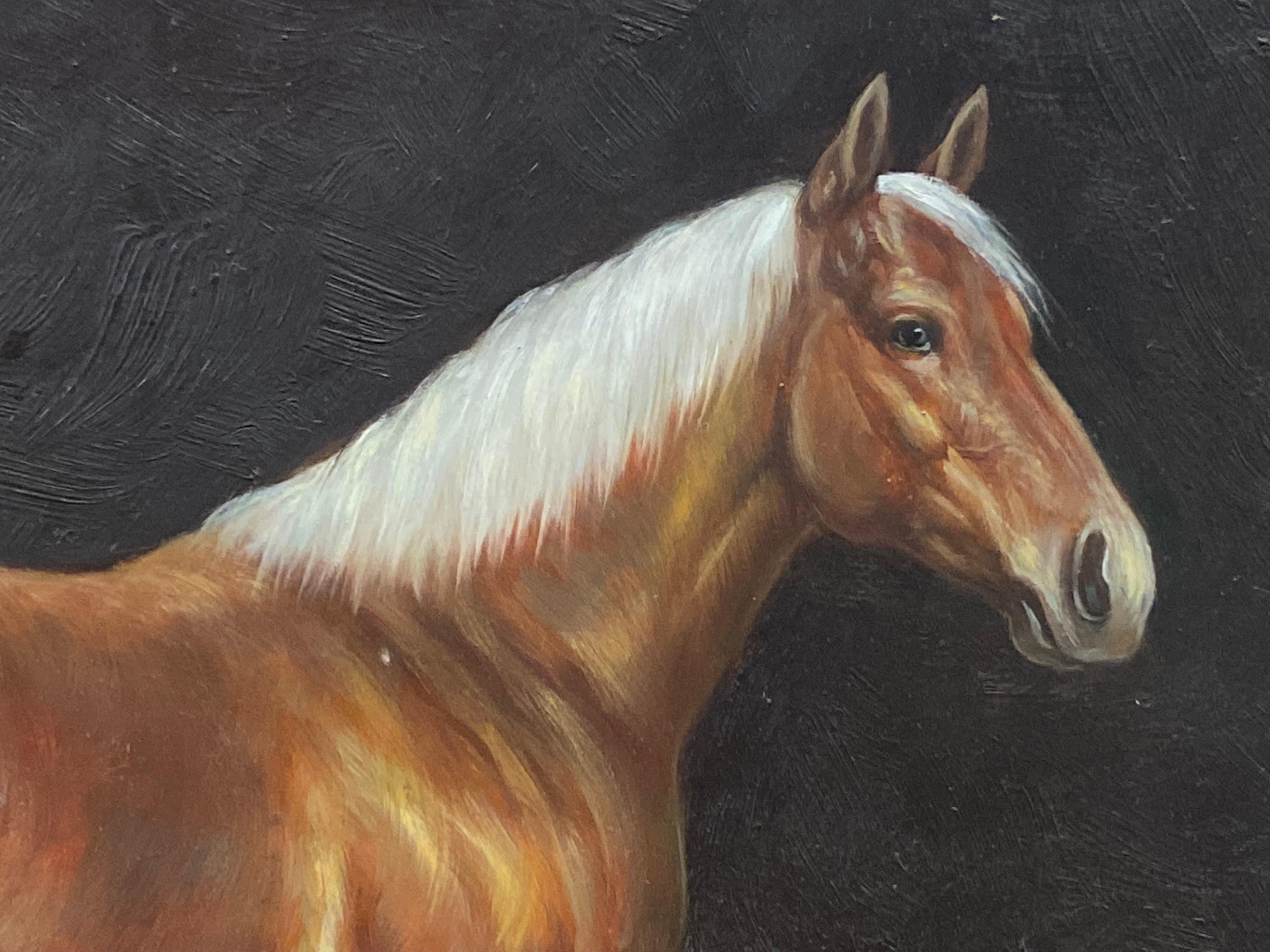 Peinture à l'huile britannique d'un portrait de cheval équestre - Cheval debout en vente 2
