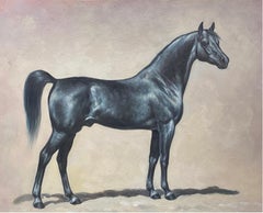 Peinture à l'huile britannique - Portrait de cheval équestre debout