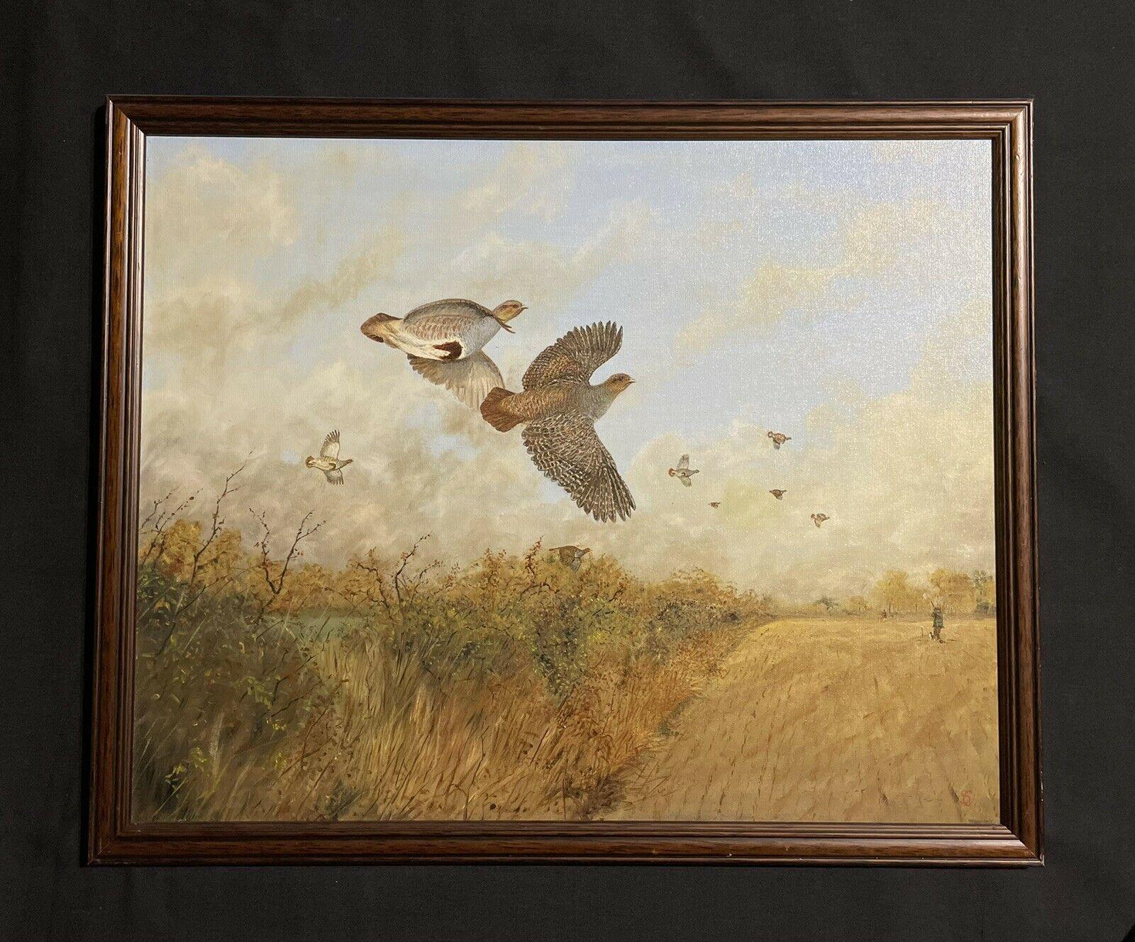Patridge Shooting British Sporting Art Original Oil Painting, signed 1