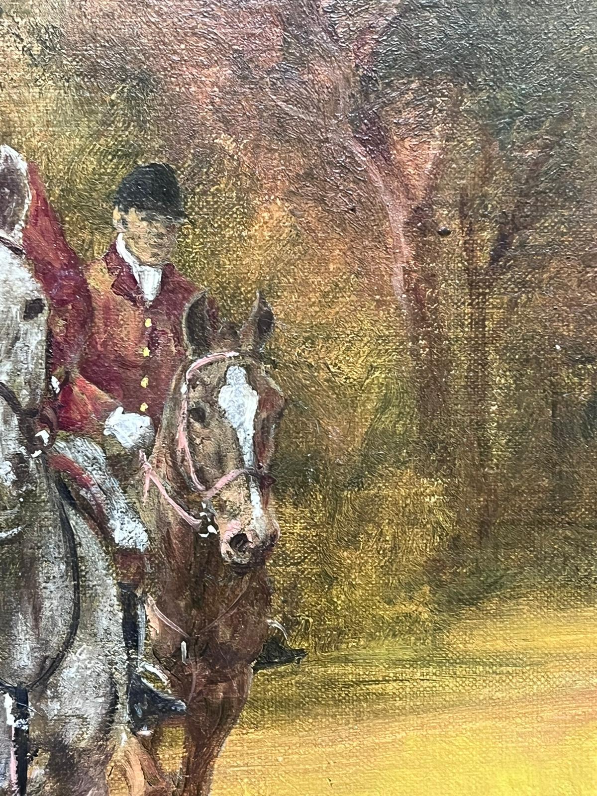 El cazador a caballo con sabuesos Pintura al óleo deportiva inglesa sobre lienzo en venta 3