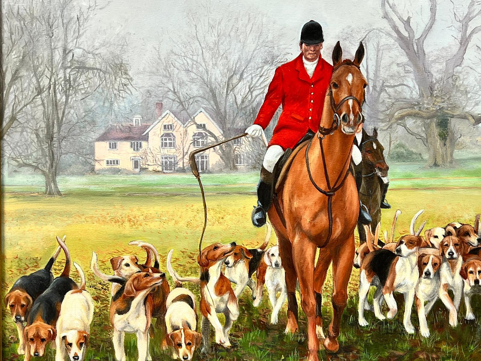 Il Maestro dei Segugi Scena di caccia molto inglese Pittura ad olio Cavallo e Segugi - Painting Impressionismo di British Sporting Art