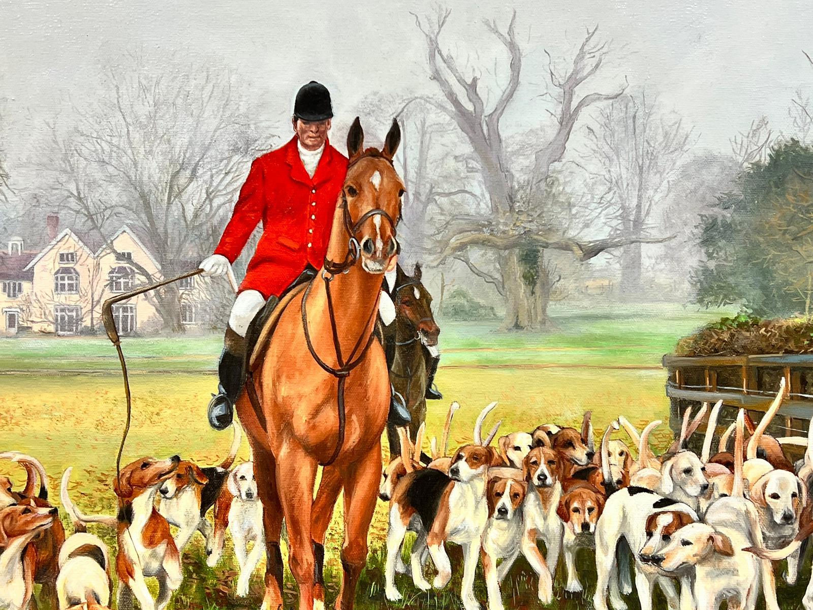 Il Maestro dei Segugi Scena di caccia molto inglese Pittura ad olio Cavallo e Segugi 2