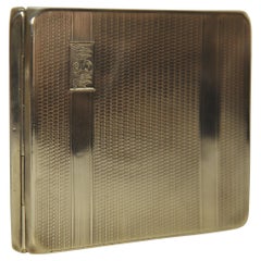 British Sterling Silver Art Deco Engraved Cigarette Case By Harman Bros. 1931