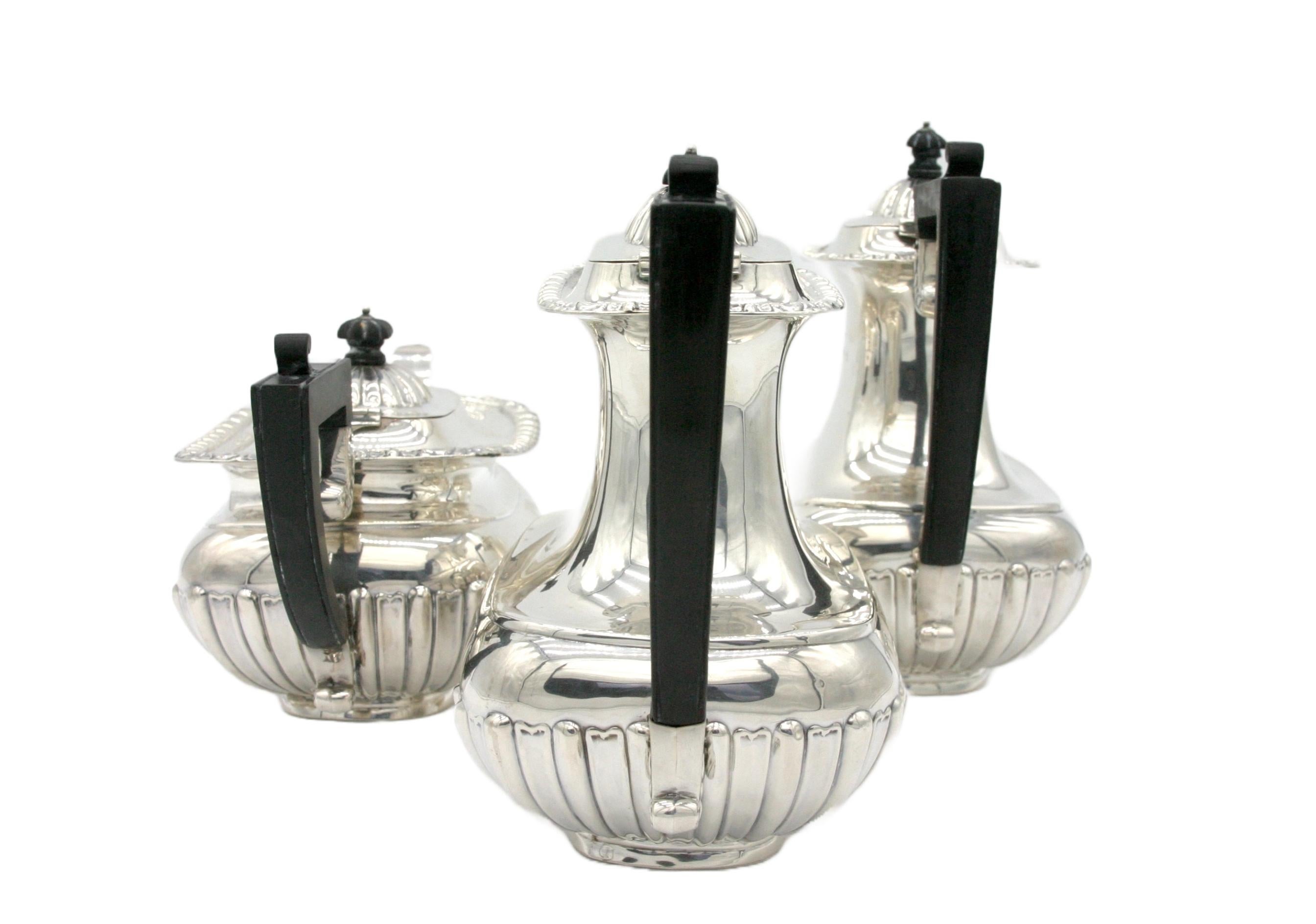 English Sterling Silver Five Piece Coffee / Tea Service For Sale 7