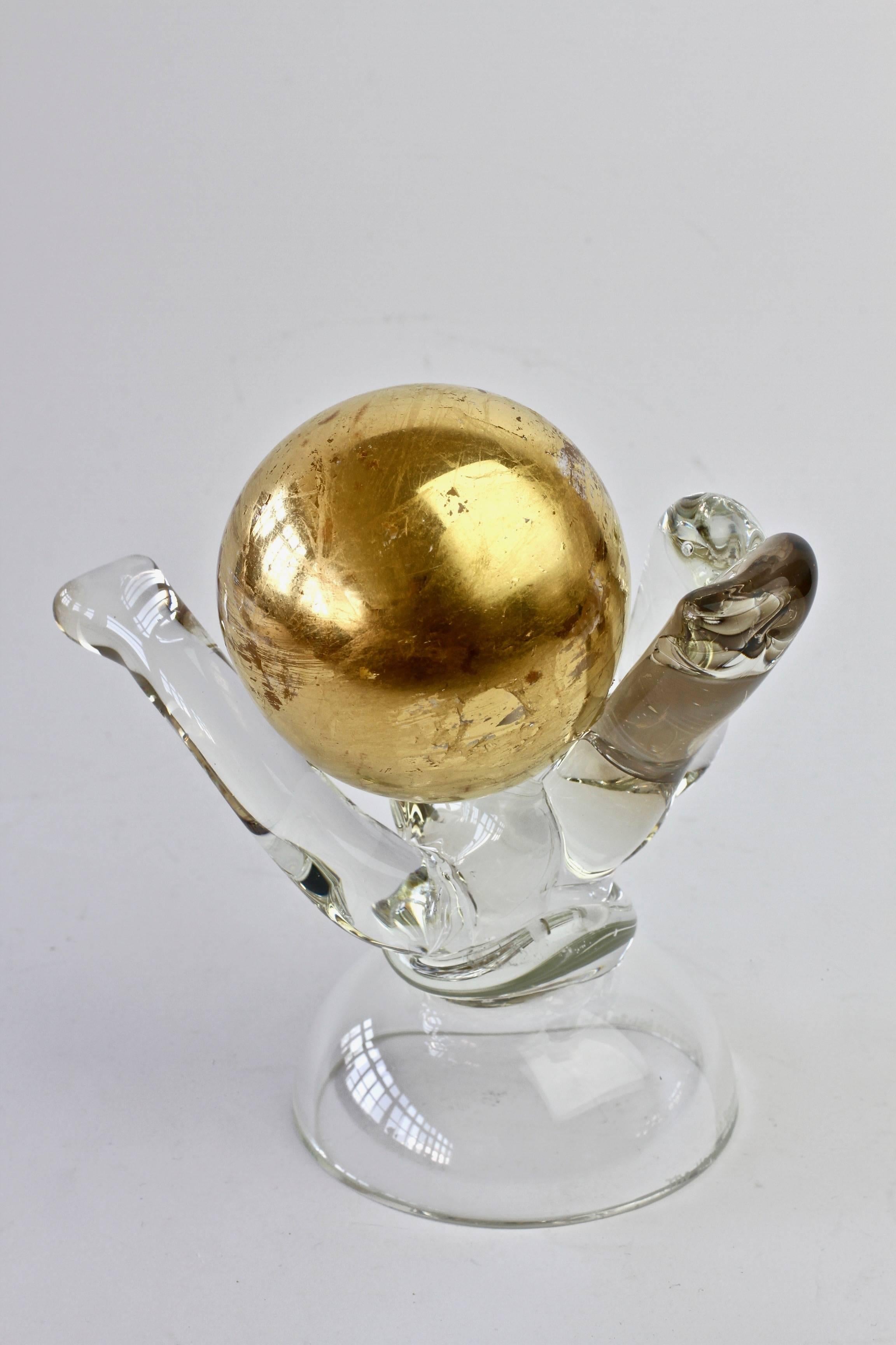 British Studio Art Glass 'Golden Globe' Sculpture signed by Adam Aaronson, 1997 For Sale 8