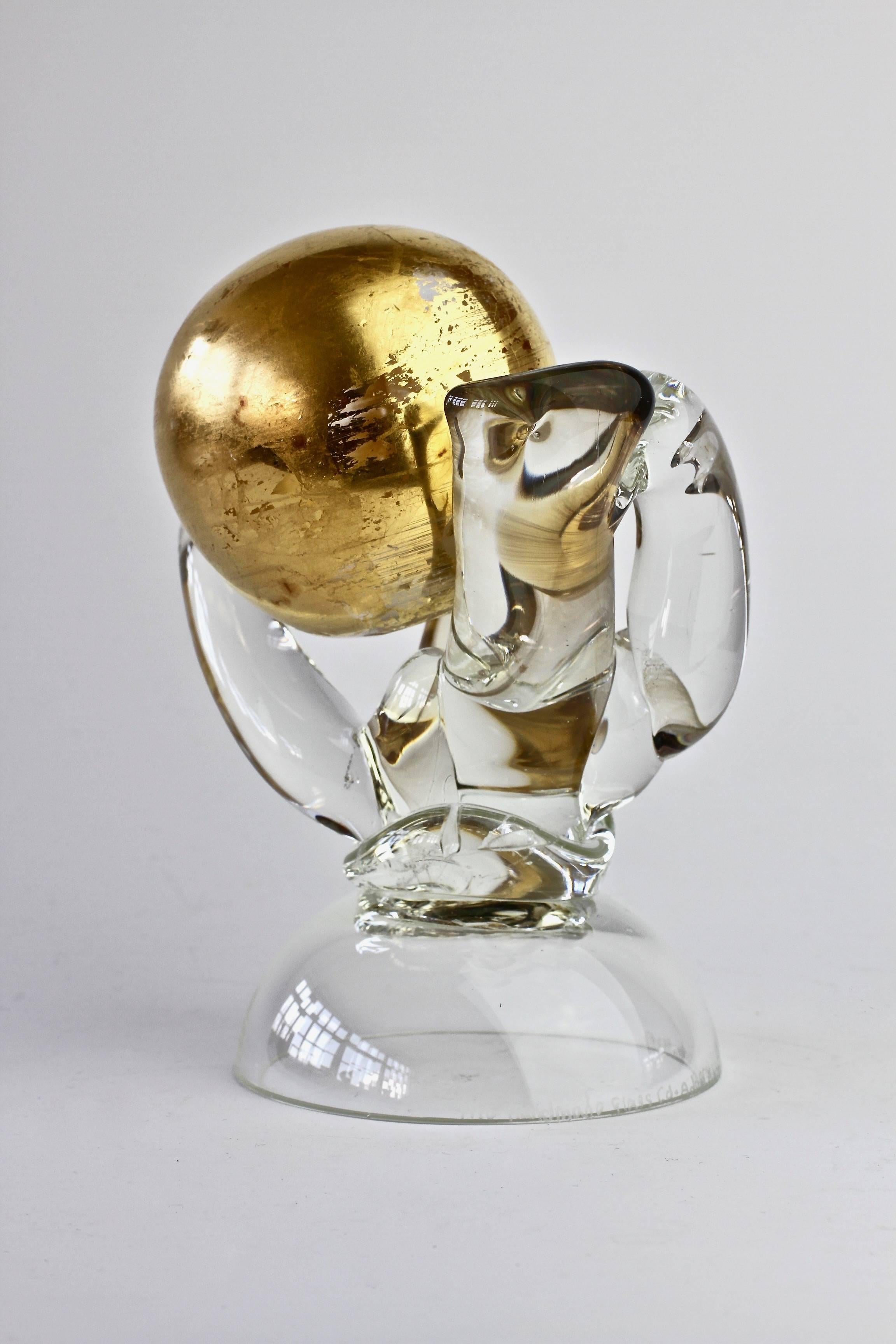 Late 20th Century British Studio Art Glass 'Golden Globe' Sculpture signed by Adam Aaronson, 1997 For Sale