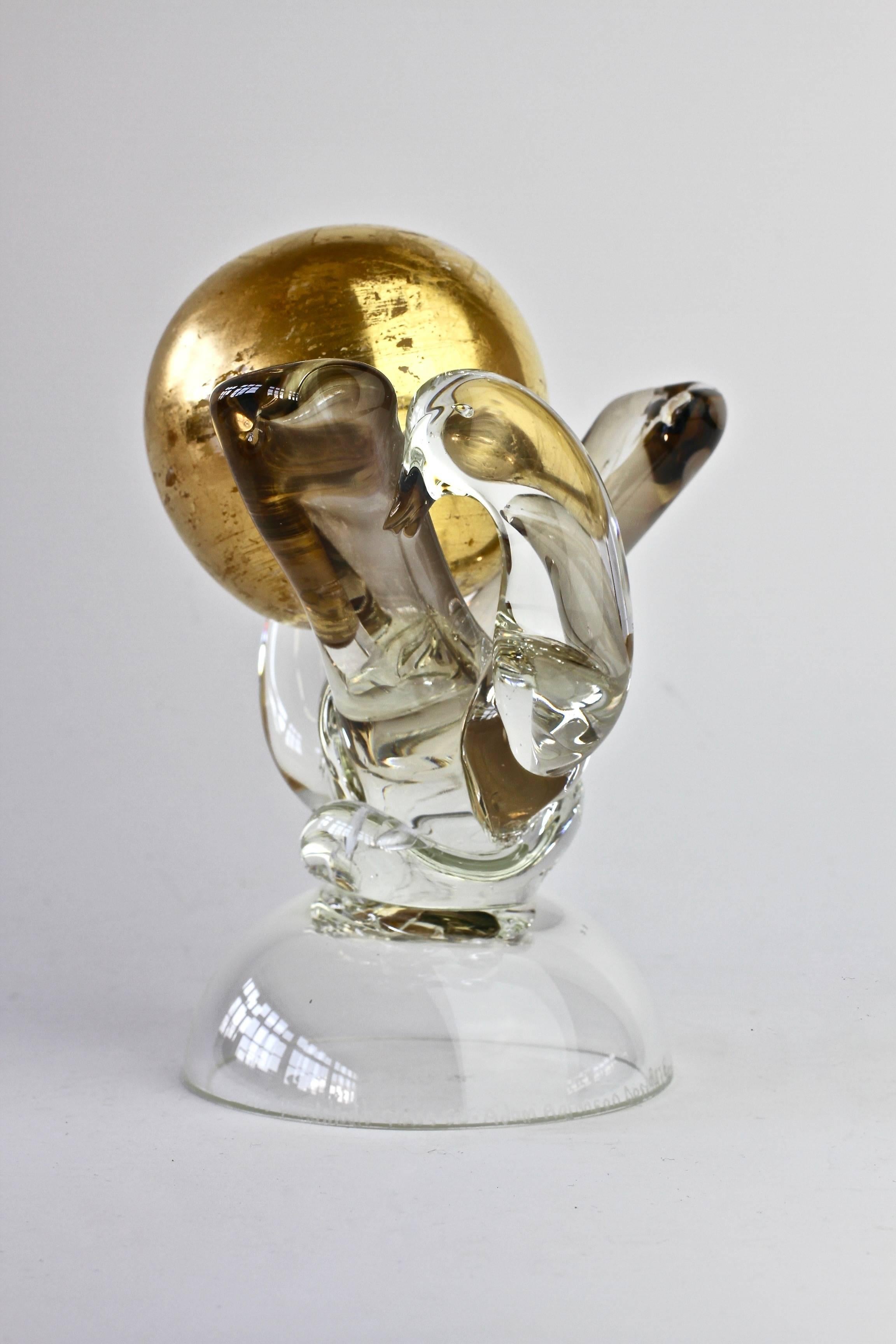 British Studio Art Glass 'Golden Globe' Sculpture signed by Adam Aaronson, 1997 For Sale 2