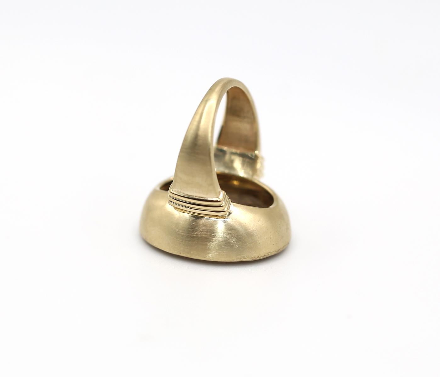 da uomo o donna Anello con sigillo in oro 14K di Topazio Britannico Motto Donec Devs Dat Dono, 1890 in vendita