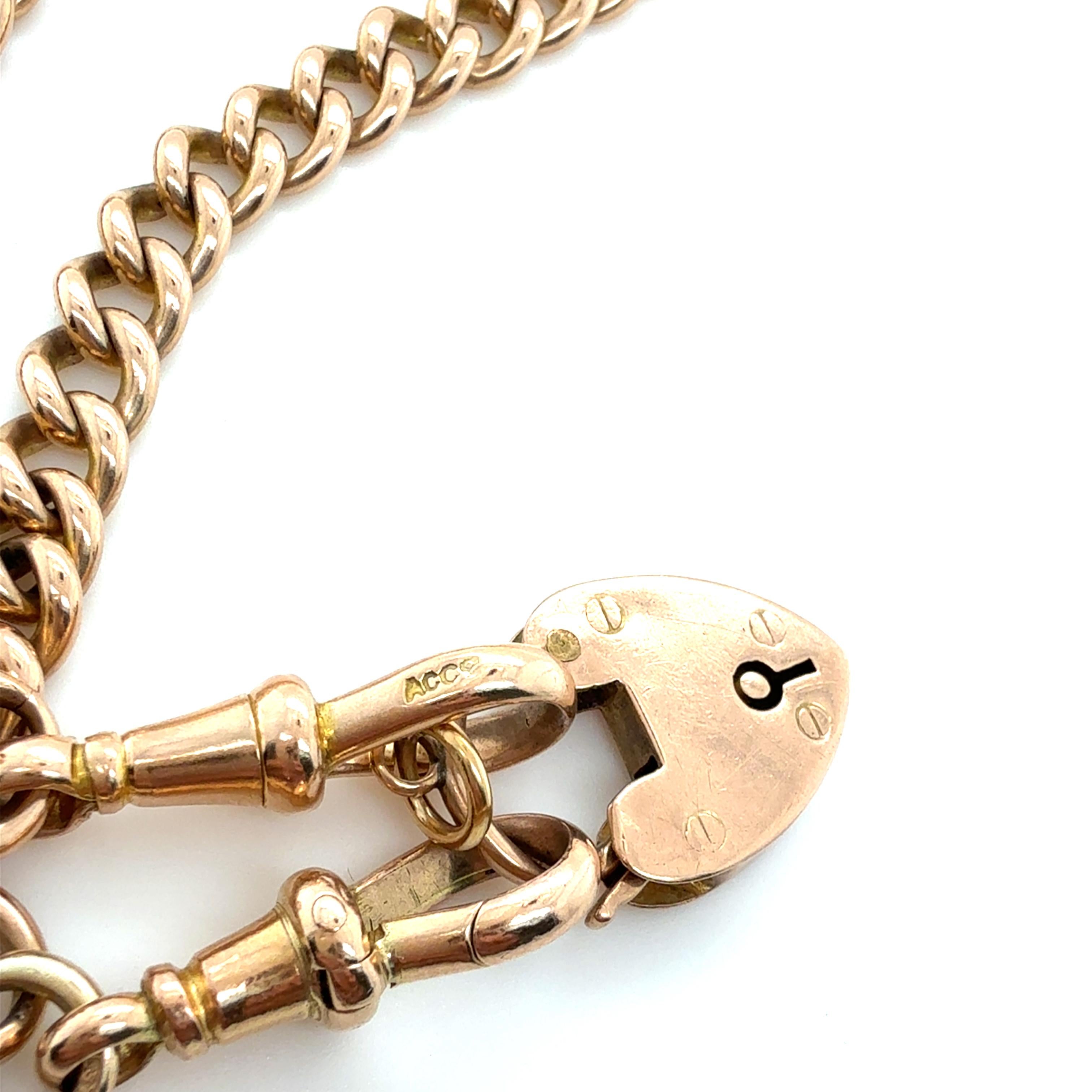 De las mujeres British, Victorian 9ct Rose Gold Watch Fob Chain Heart Necklace en venta