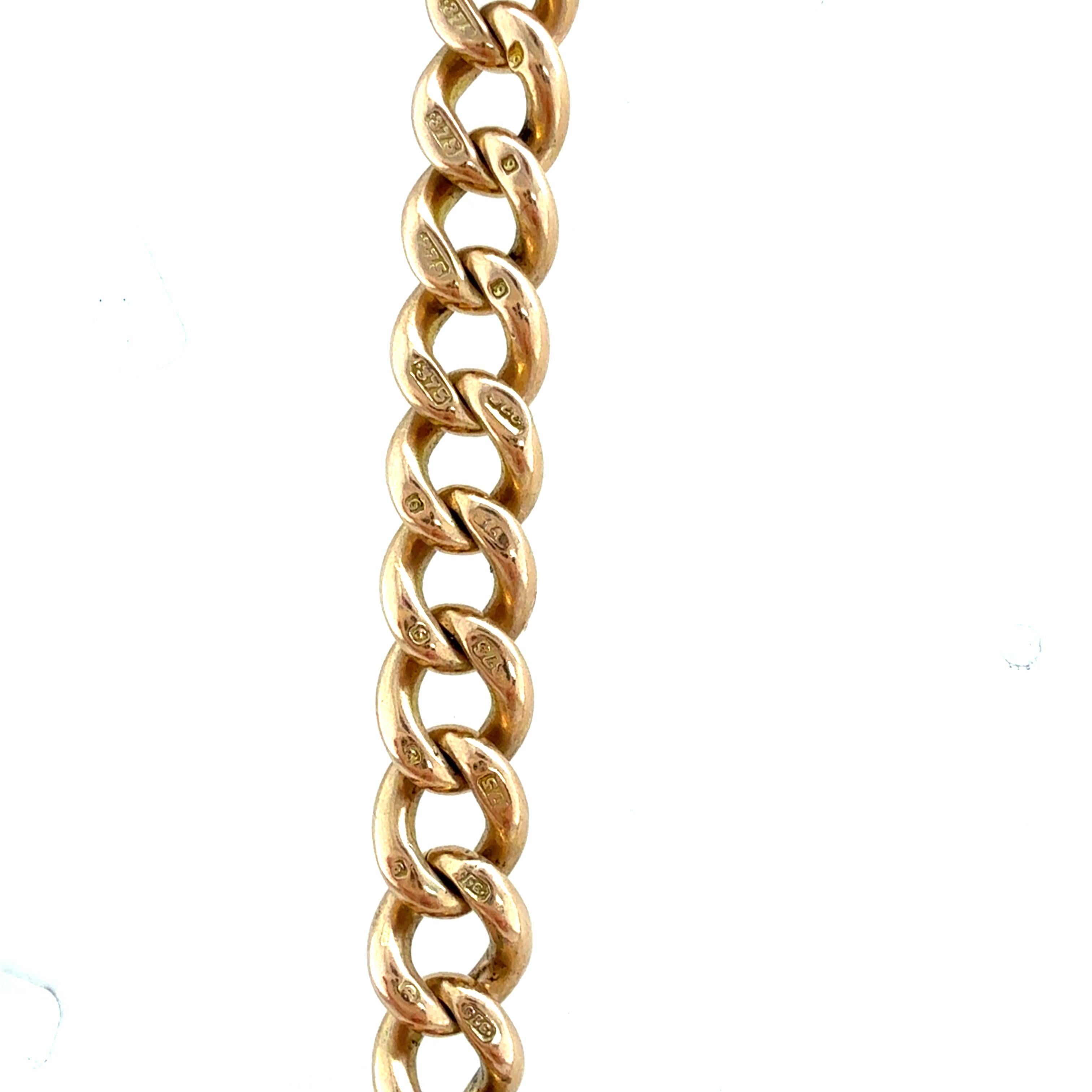 British, Victorian 9ct Rose Gold Watch Fob Chain Heart Necklace en venta 2