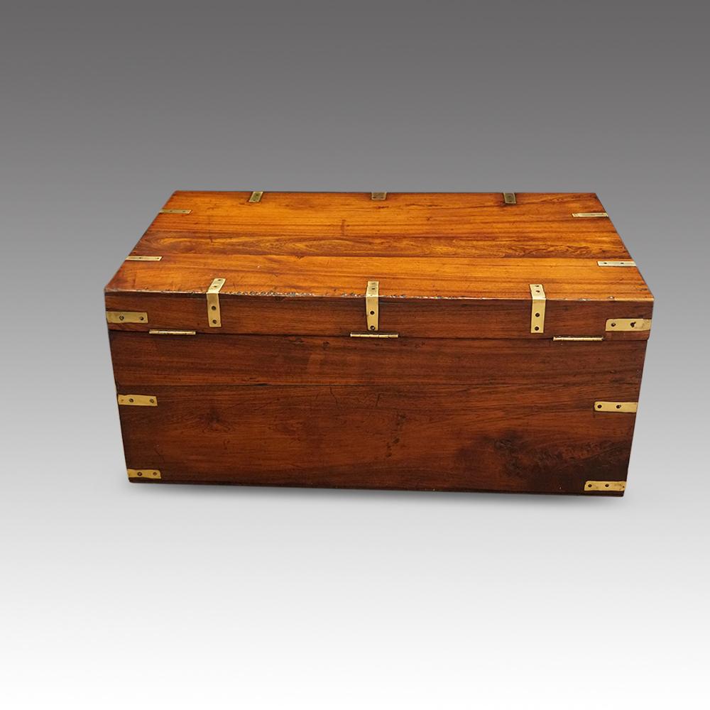 British Victorian Brass Bound Officers Military Chest Coffee Table, circa 1860 3